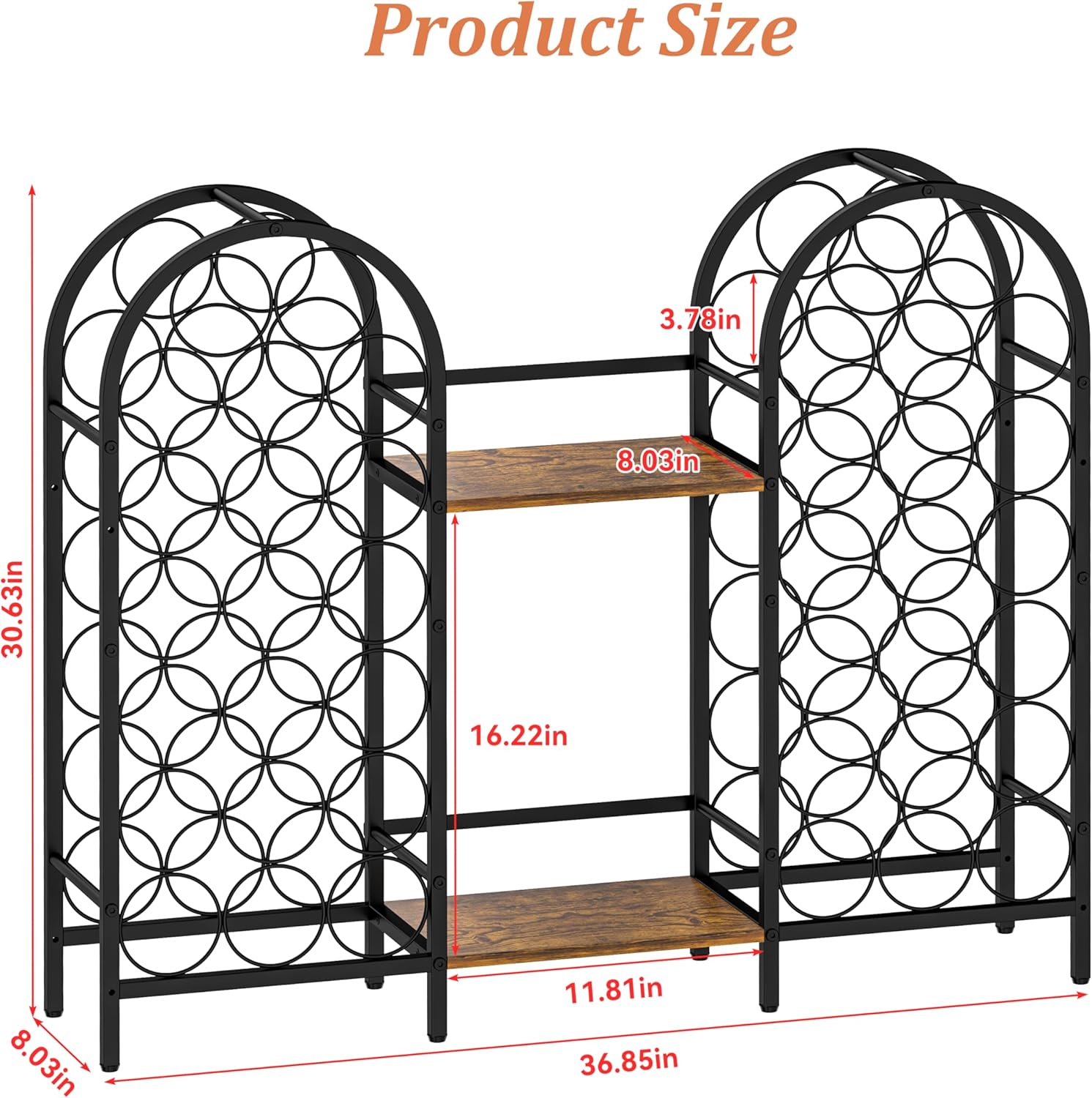 X-cosrack 40 Bottle Wine Rack with 2 Wooden Desktops