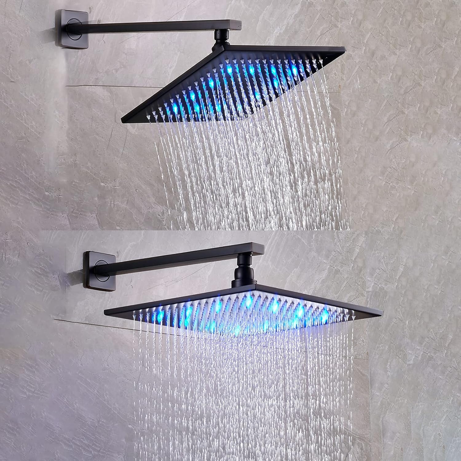 LED Shower Head Set with Waterfall Tub Spout and Handheld Shower