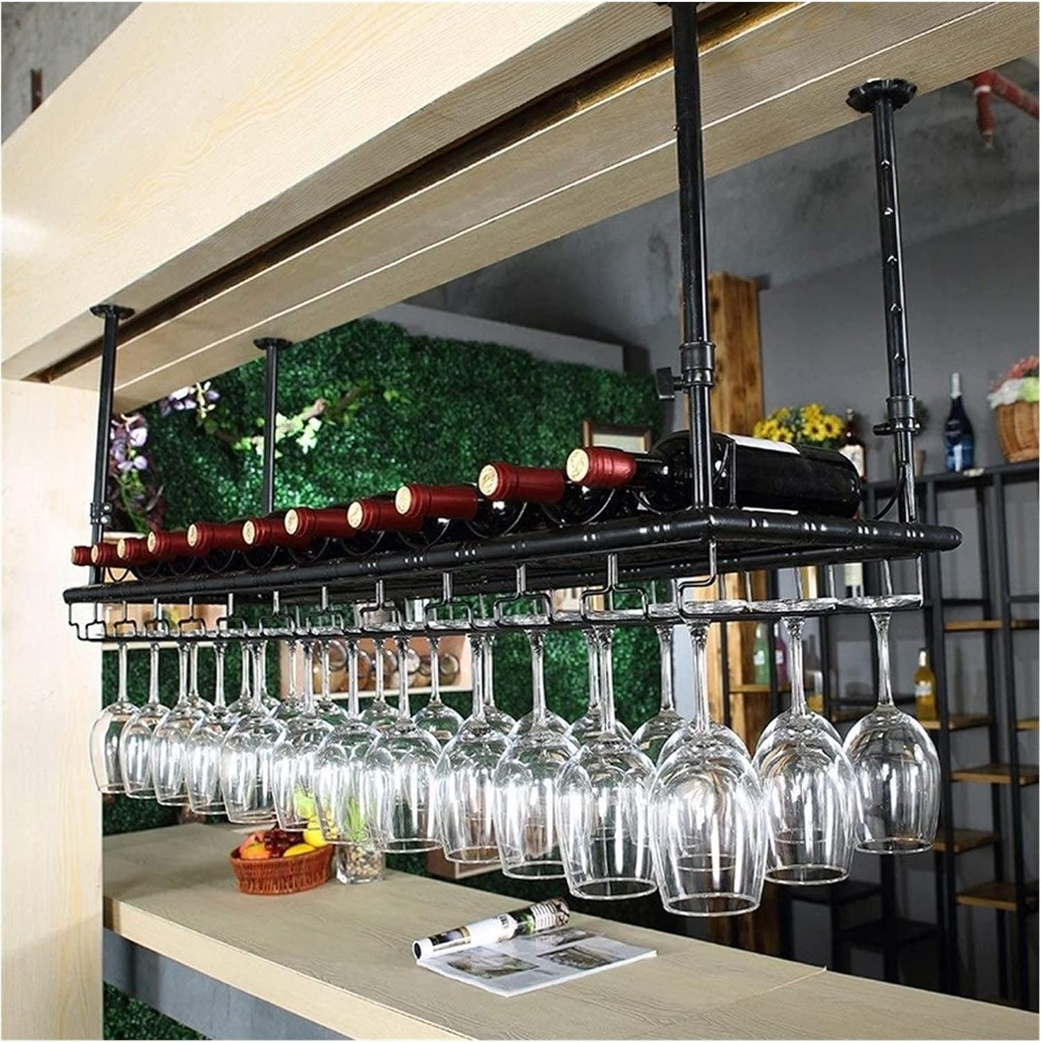 ALDEPO Adjustable Height Wine Rack - Black 60x35cm