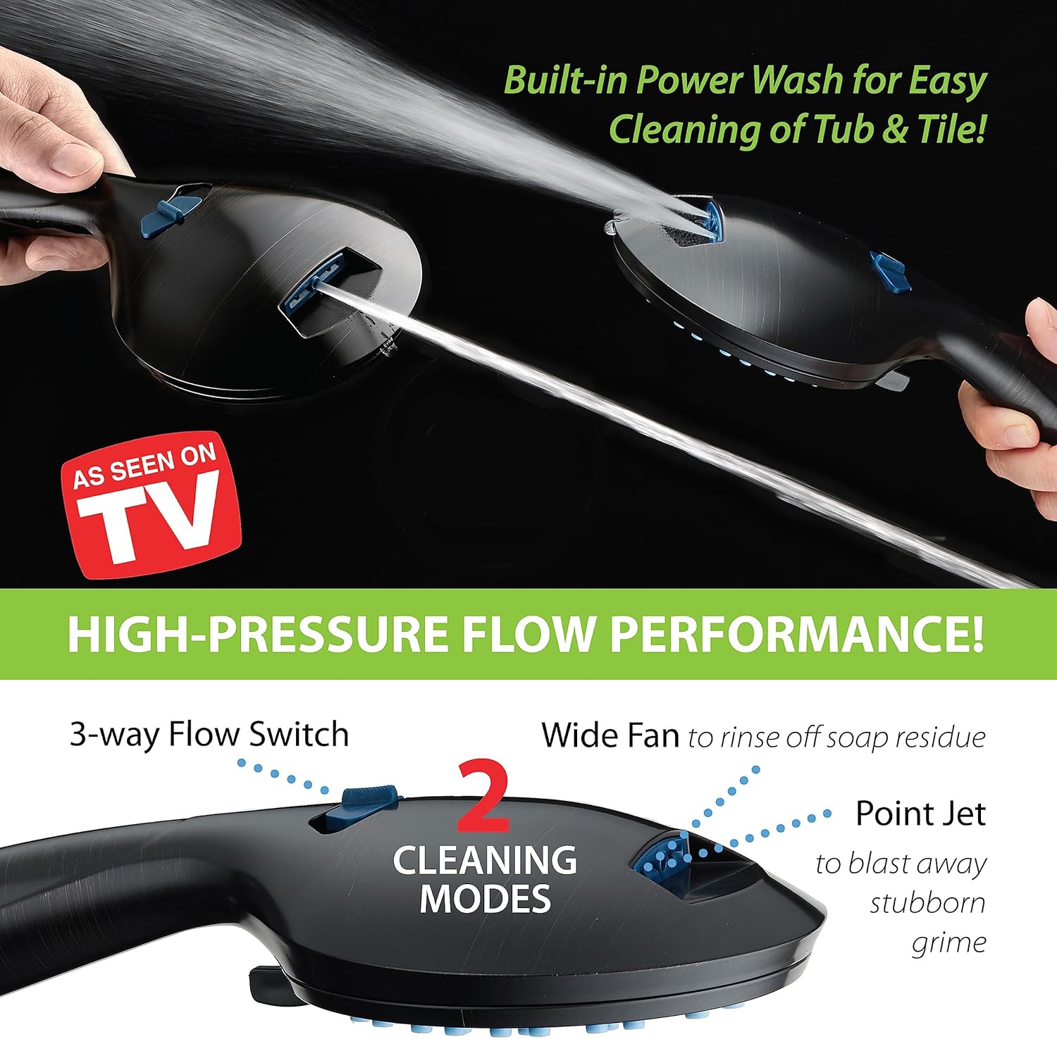Hotel Spa AquaCare 50-Mode 3-Way Shower Head Combo with Adjustable Arm