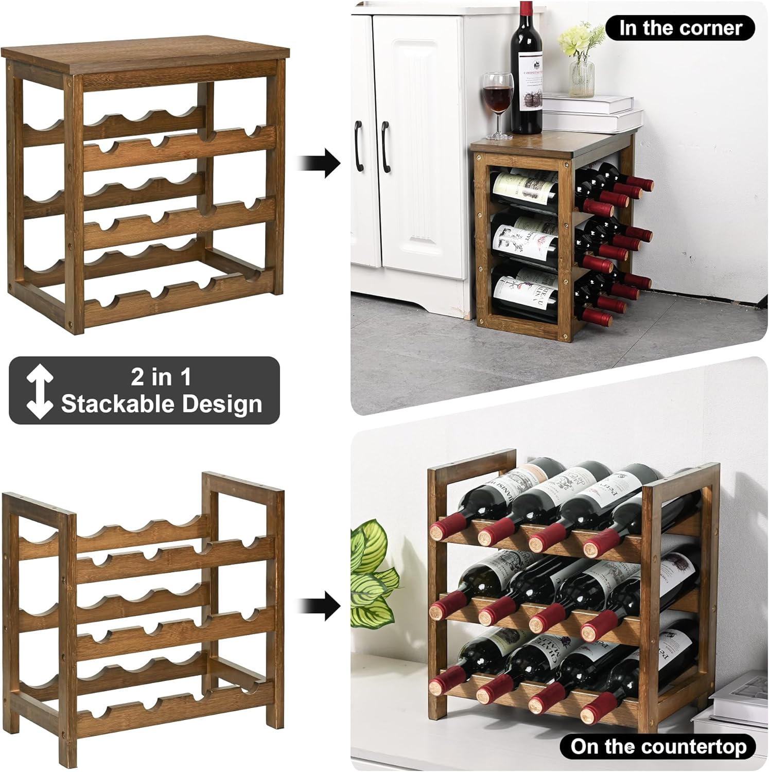 VASMIA 6-Tier Freestanding Bamboo Wine Rack 1