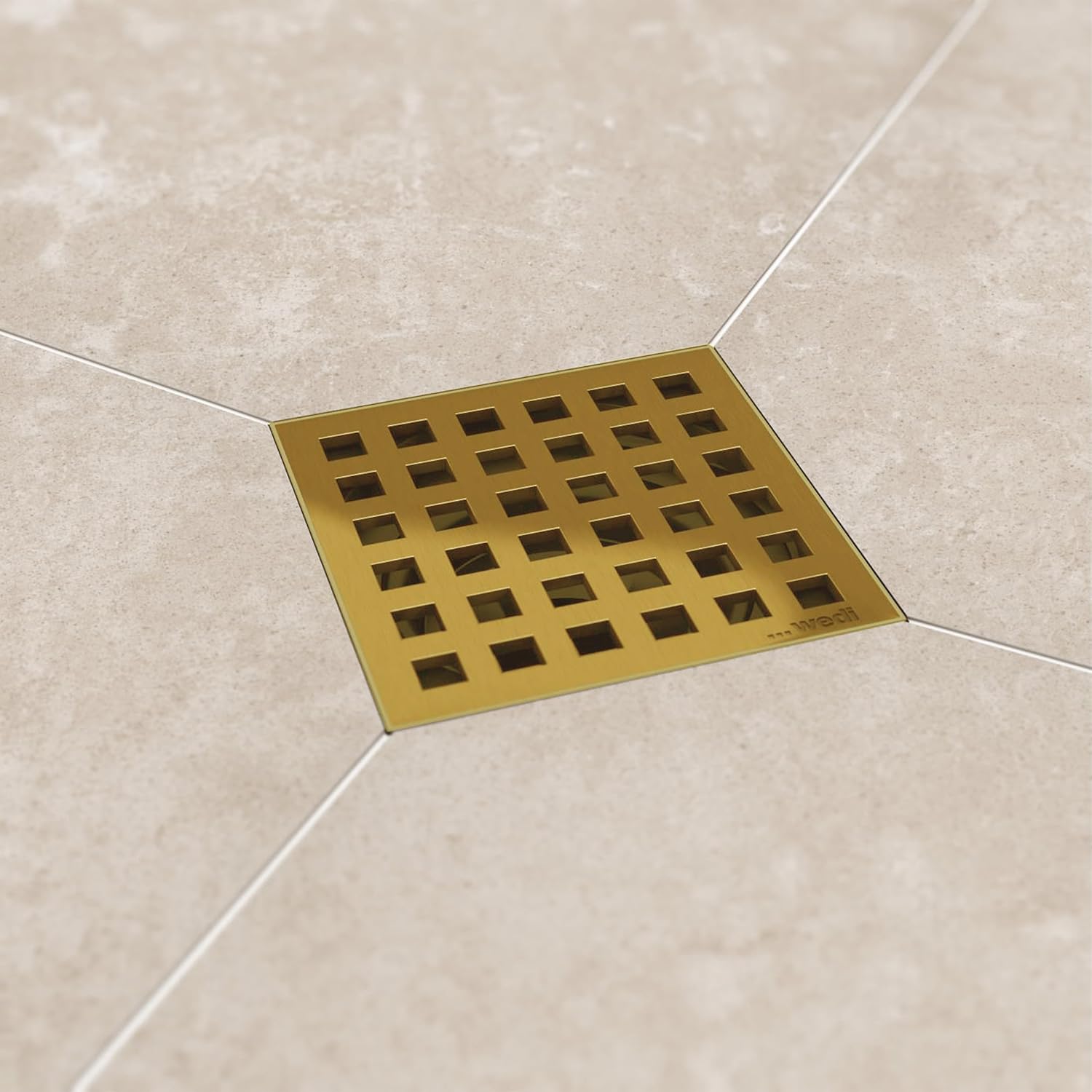 Wedi Drain Cover Square Stainless Steel with Gold Finish 3-34x3-34x14 1