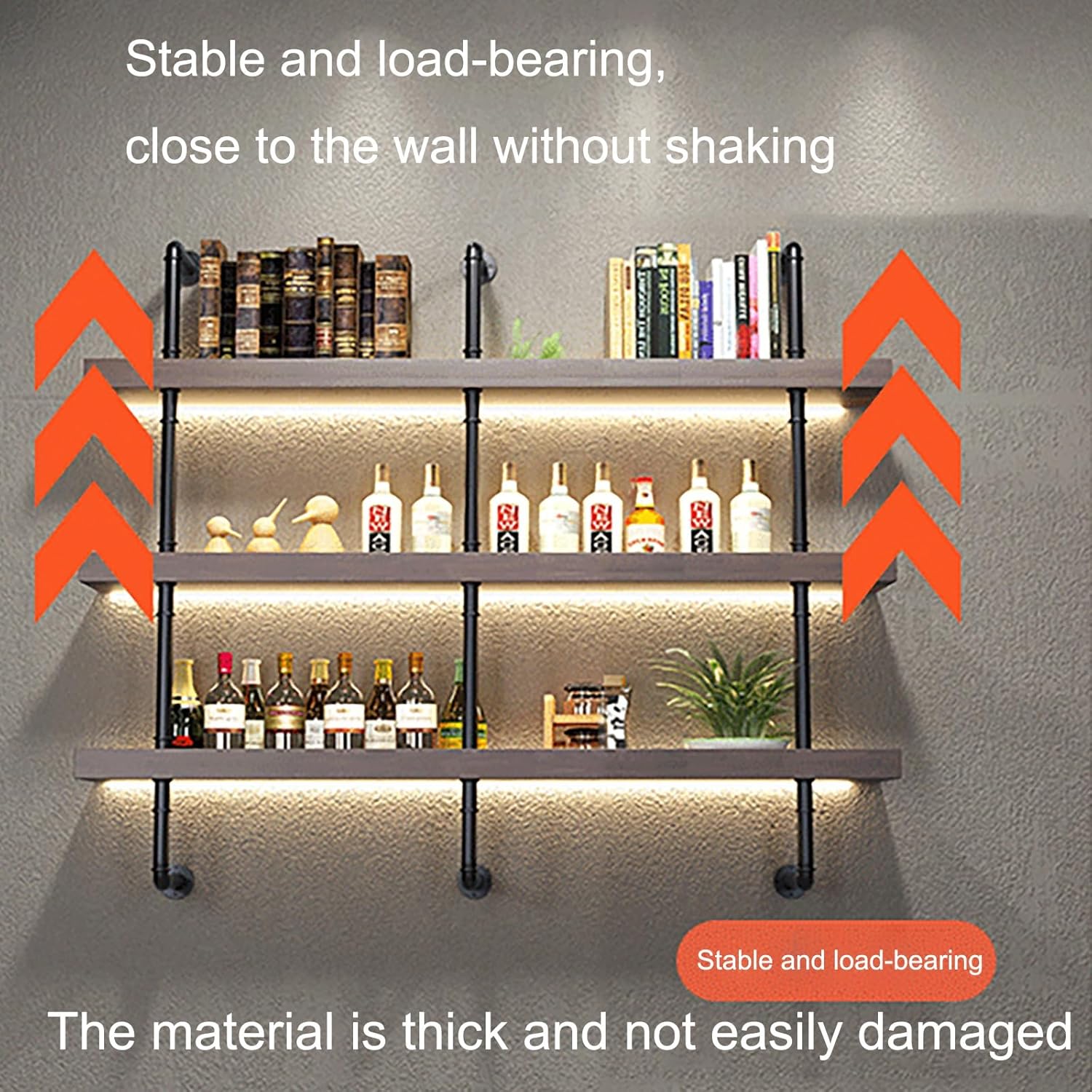 Modern Wall Mounted Wine Rack with LED Lights