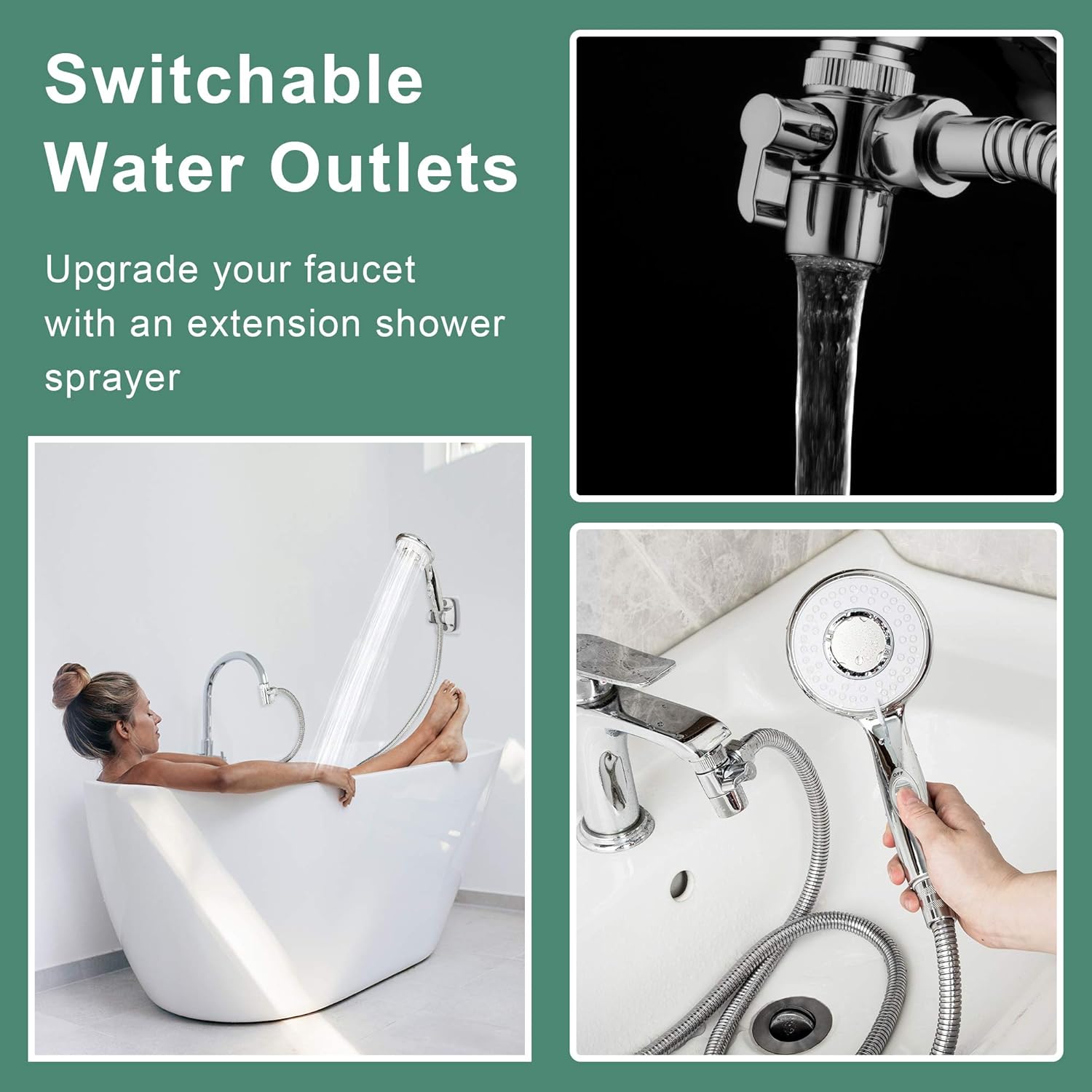 Klleyna Faucet Sprayer - Handheld Showerhead with 5 Adapters