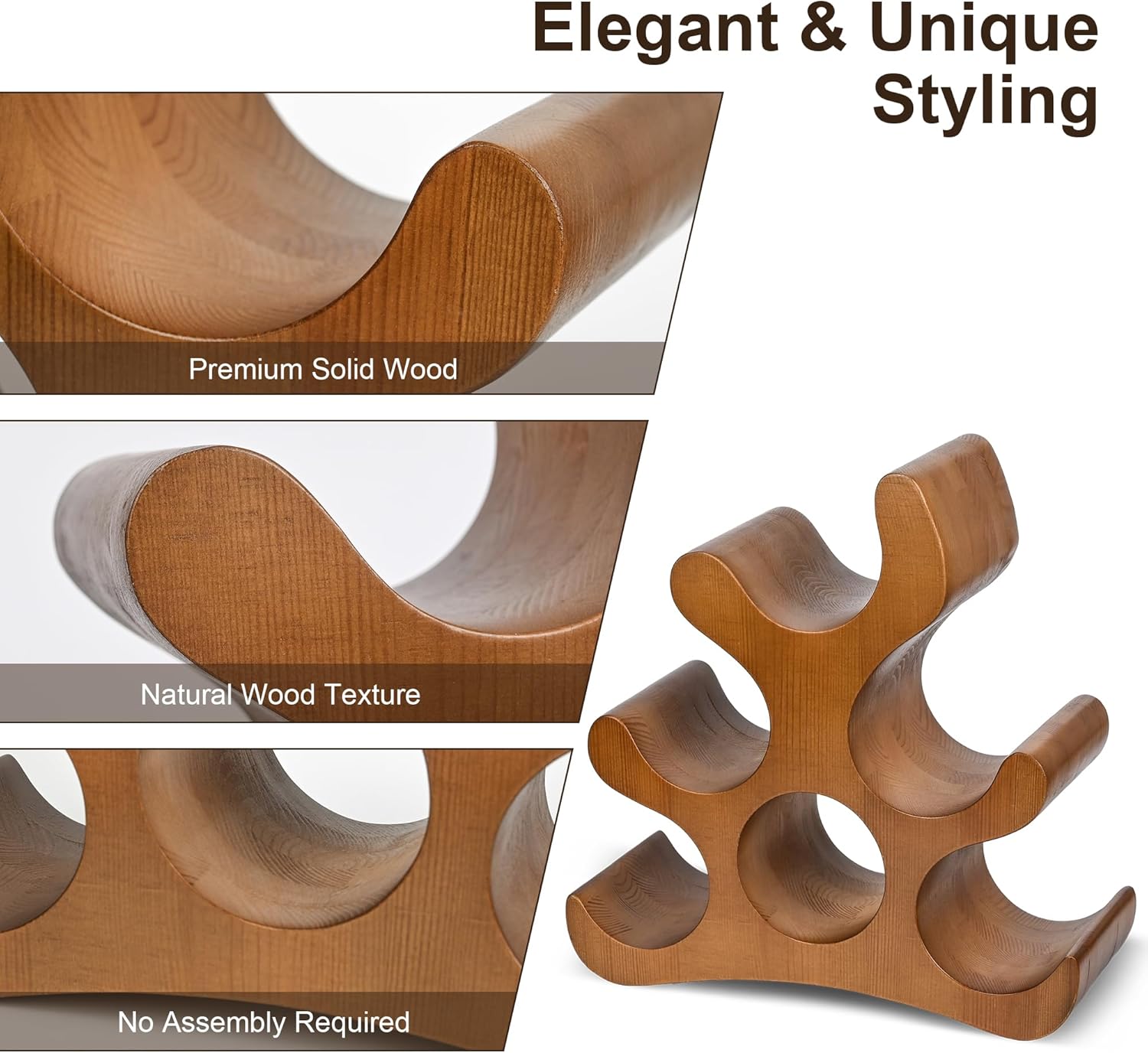 6 Bottle Countertop Wine Rack - Brown