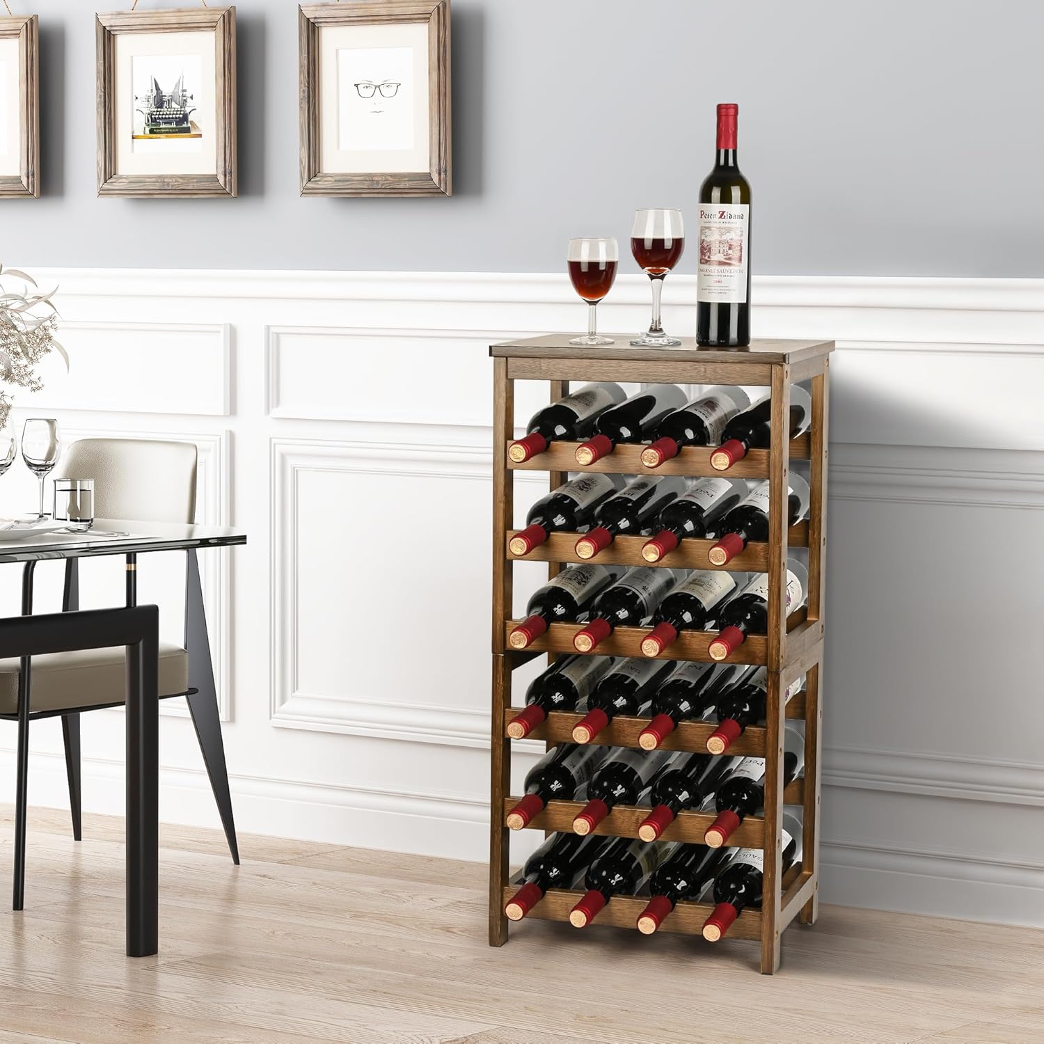 VASMIA 6-Tier Freestanding Bamboo Wine Rack 1