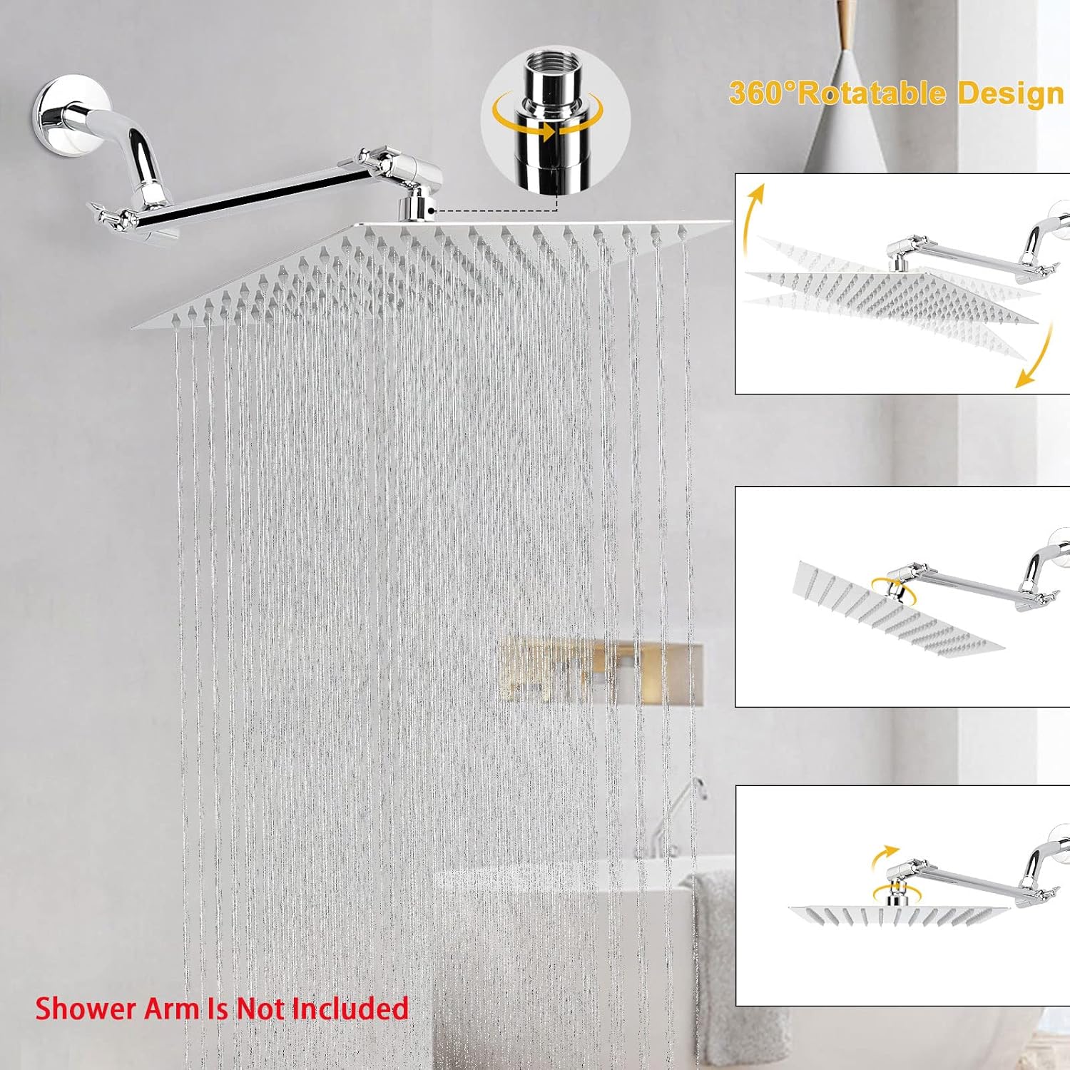 NearMoon 10 Inch Rain Shower Head with Chrome Finish 1