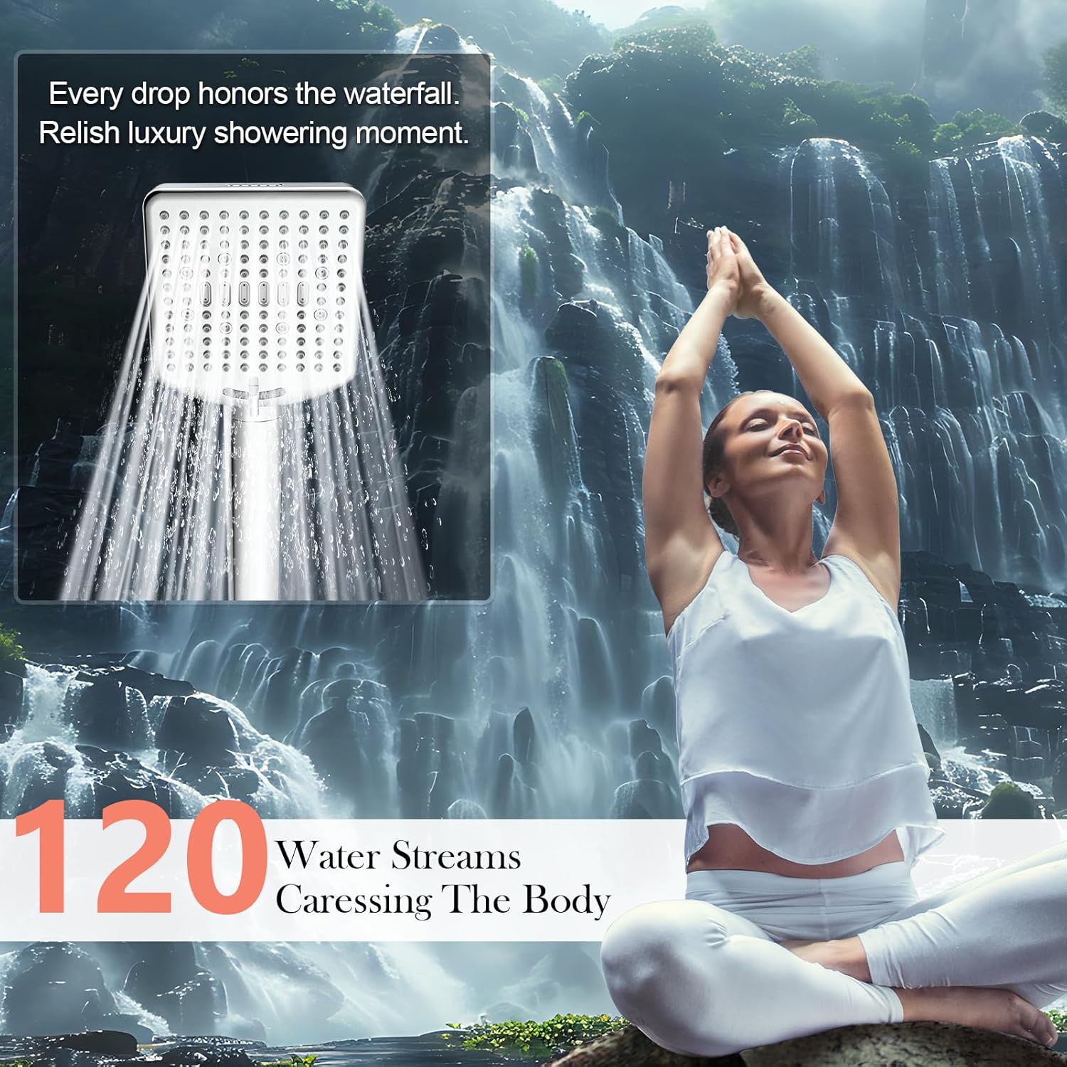 Homlord Handheld Shower Head with 6 Modes and 120 Nozzles