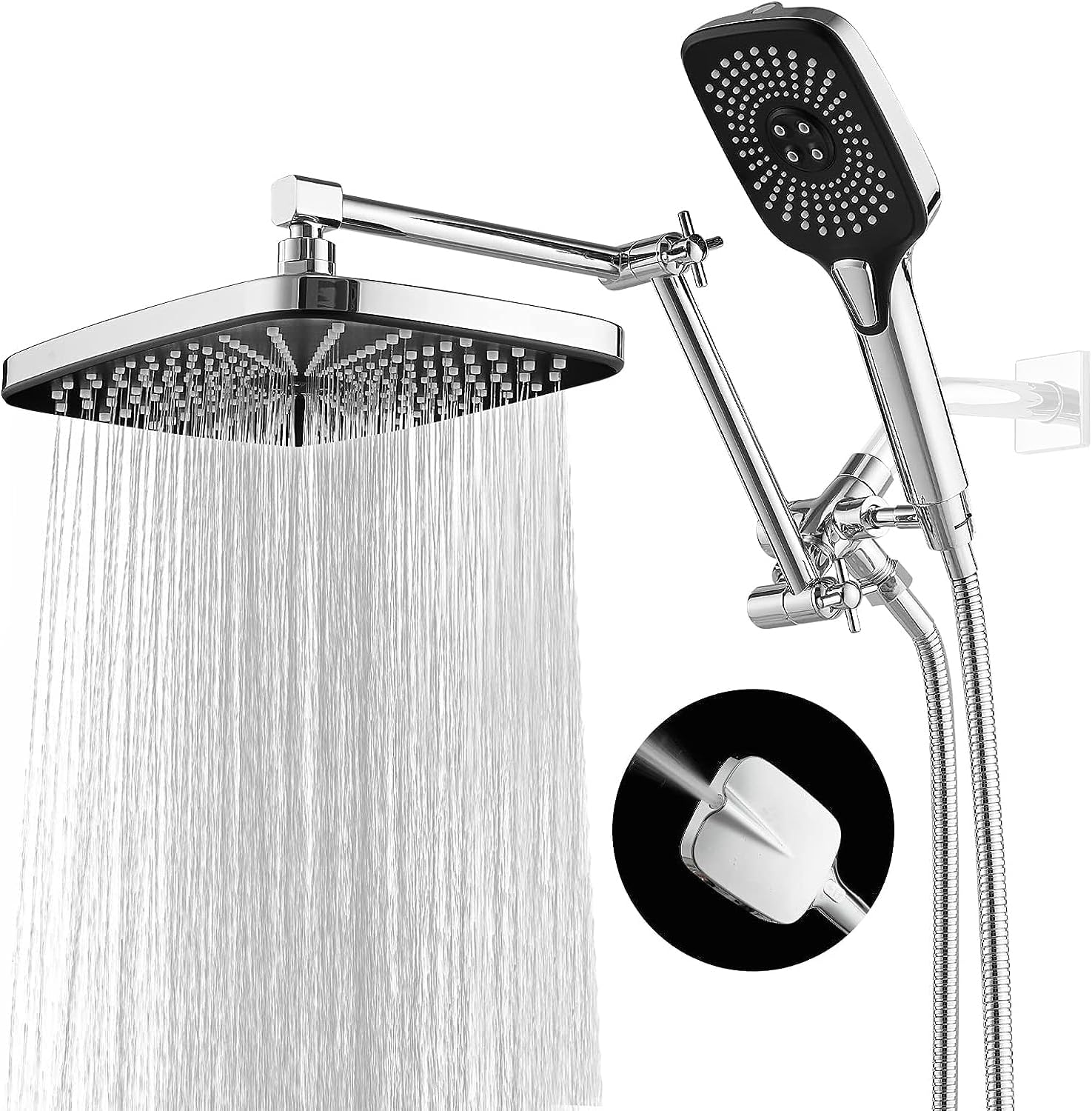 Jcrob 12 Inch Rain Shower Head Combo with Handheld and 3-Way Diverter