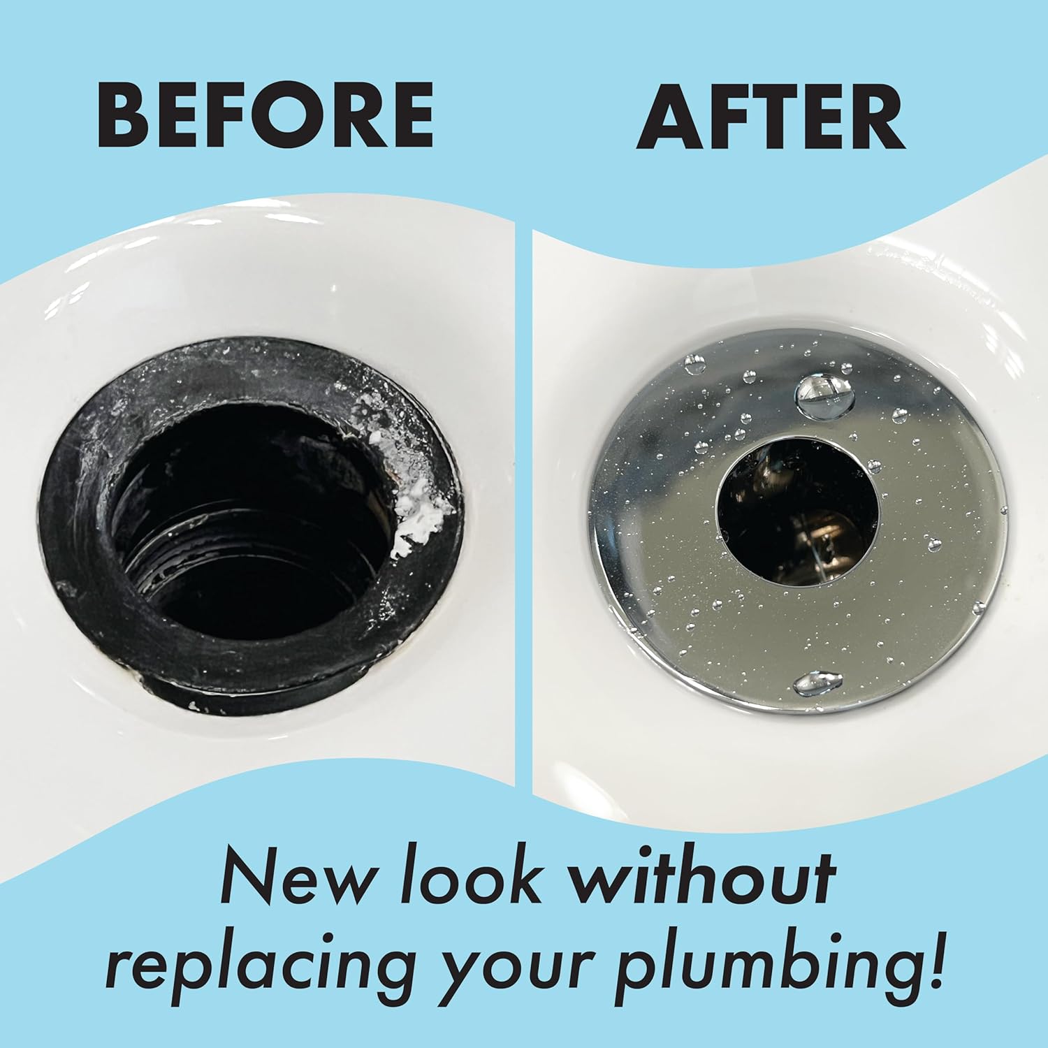 DrainFunnel Chrome Sink Drainer for Hair Clog Prevention
