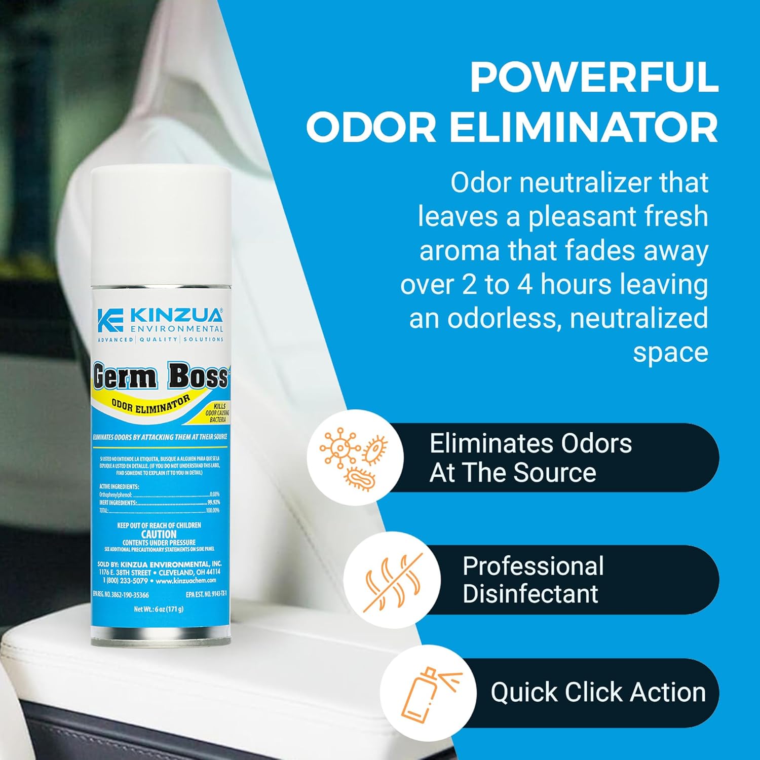 Kinzua Environmental Germ Boss Odor Eliminator Fogger 6 oz