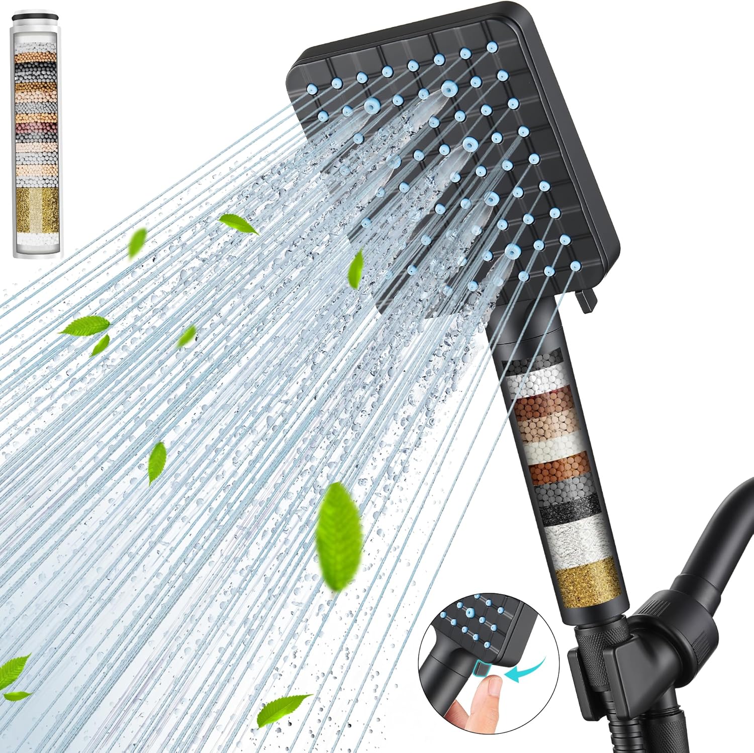 Cobbe Matte Black Handheld Shower Head with 6 Spray Modes