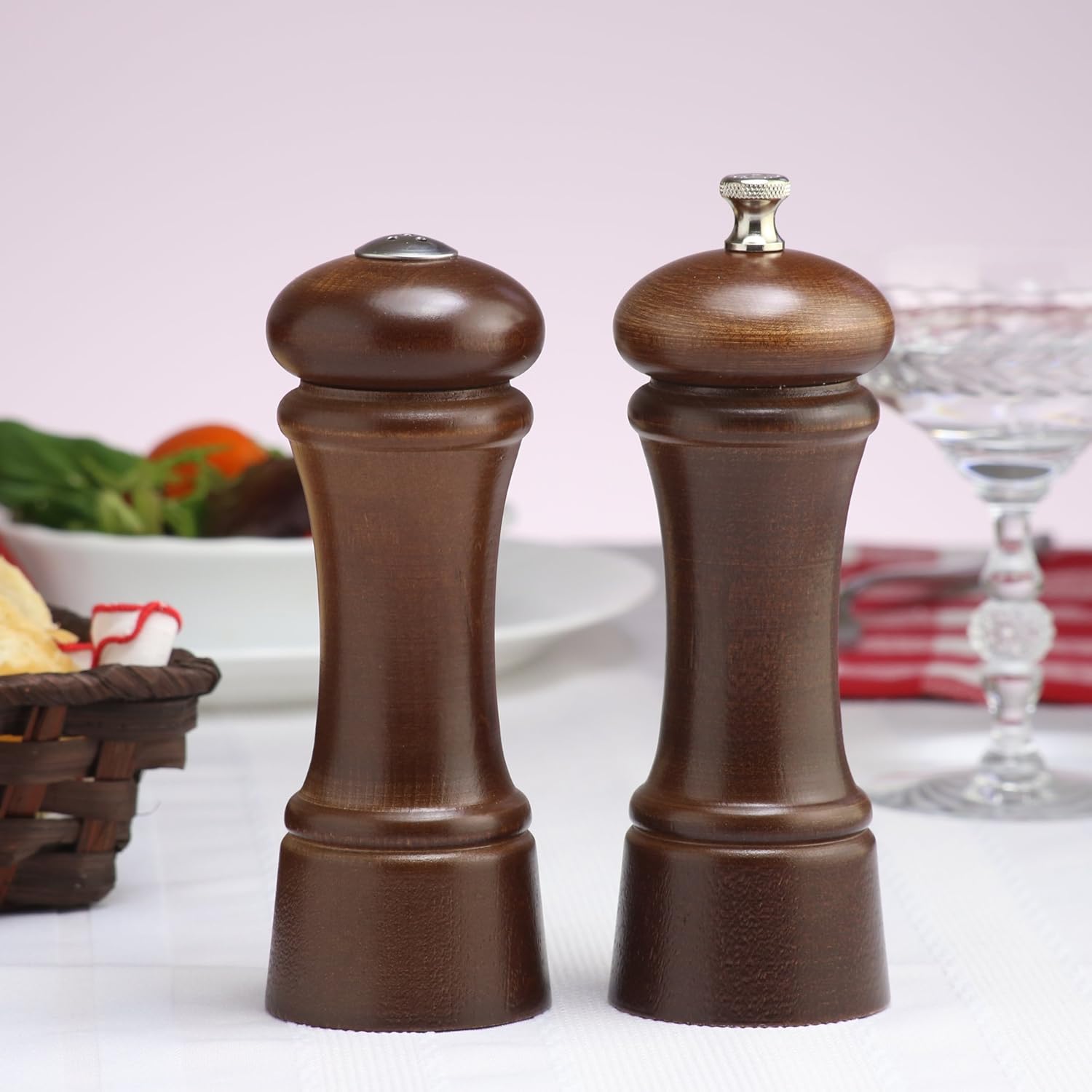 Chef Specialties 6 Inch Walnut Pepper Mill and Salt Shaker Set
