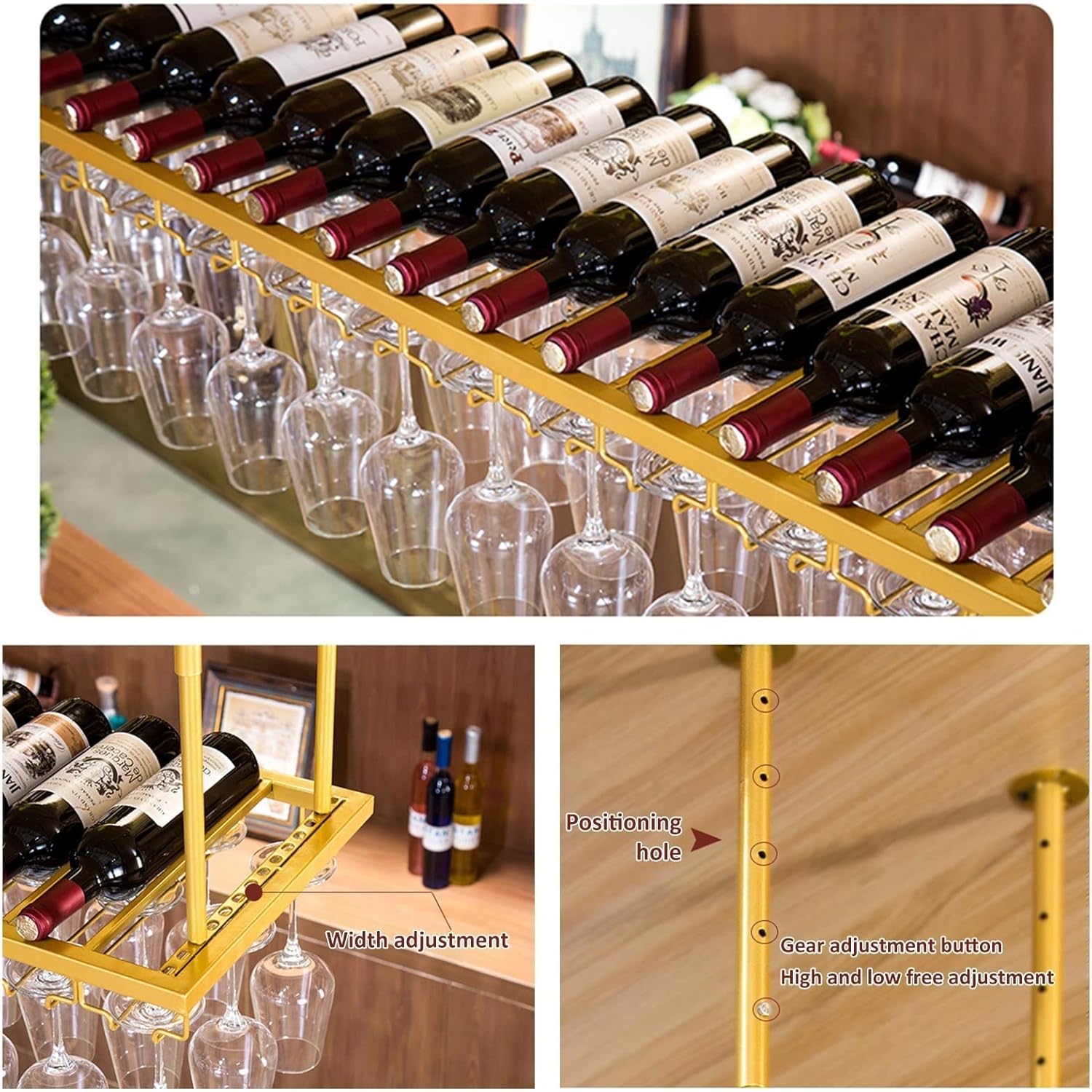 Pimex Wall-Mounted Wine Rack with Goblet Organizer