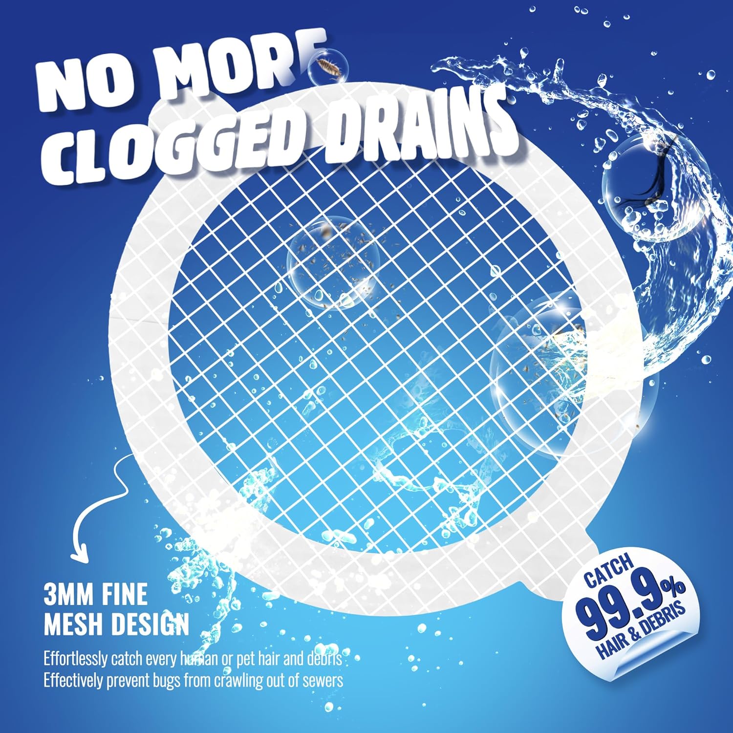 AIRSHOOTER Disposable Drain Hair Catcher Mesh Stickers Pack of 50 1