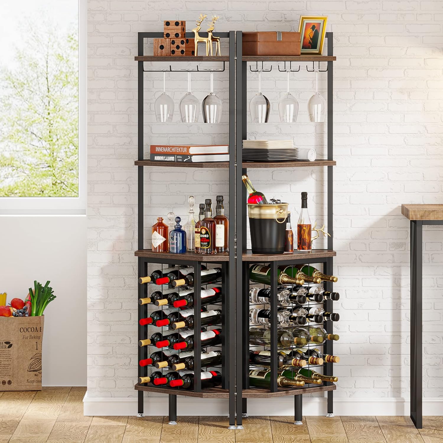 Tribesigns 4 Tier Industrial Corner Wine Rack