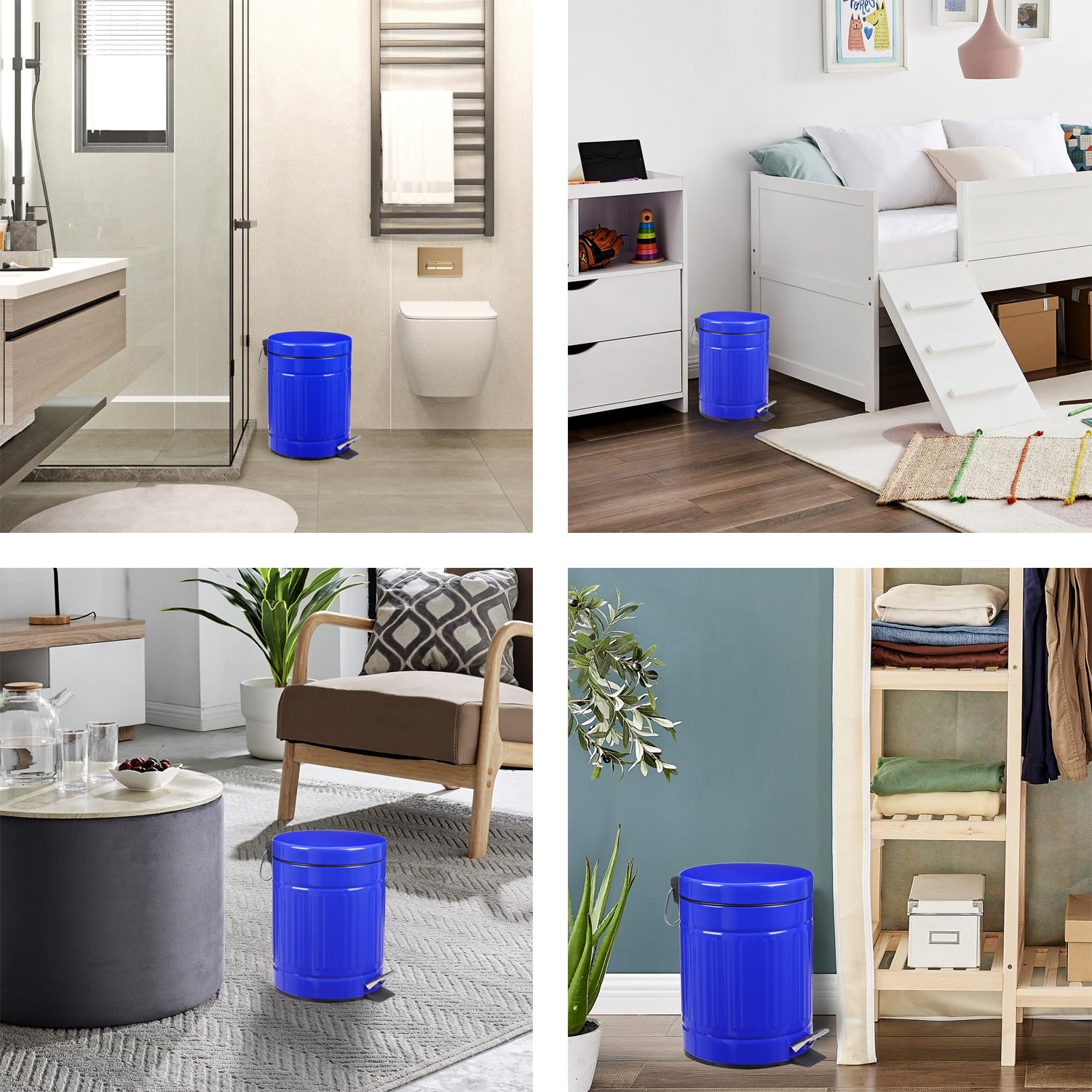 5L Round Step Pet Trash with Lid Mini Metal Pedal Bin
