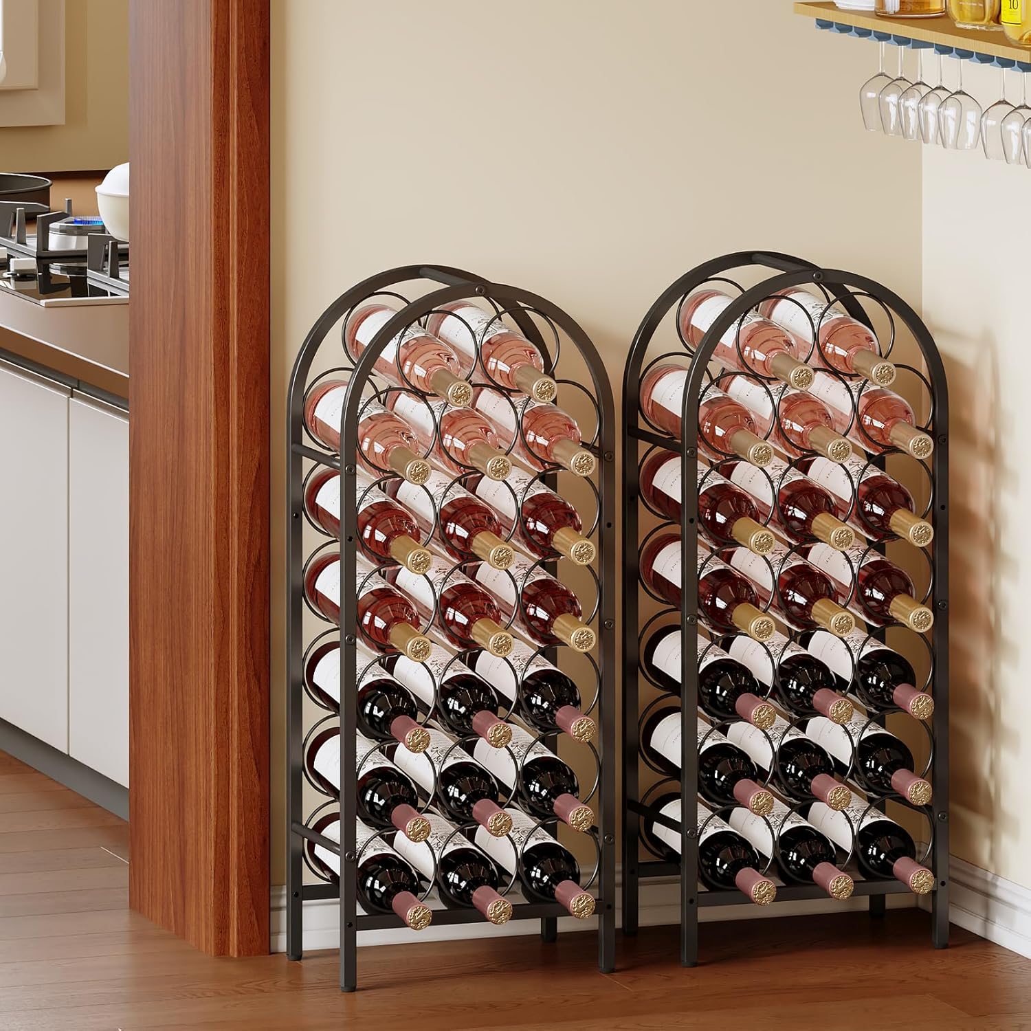 X-cosrack 40 Bottle Wine Rack with 2 Wooden Desktops