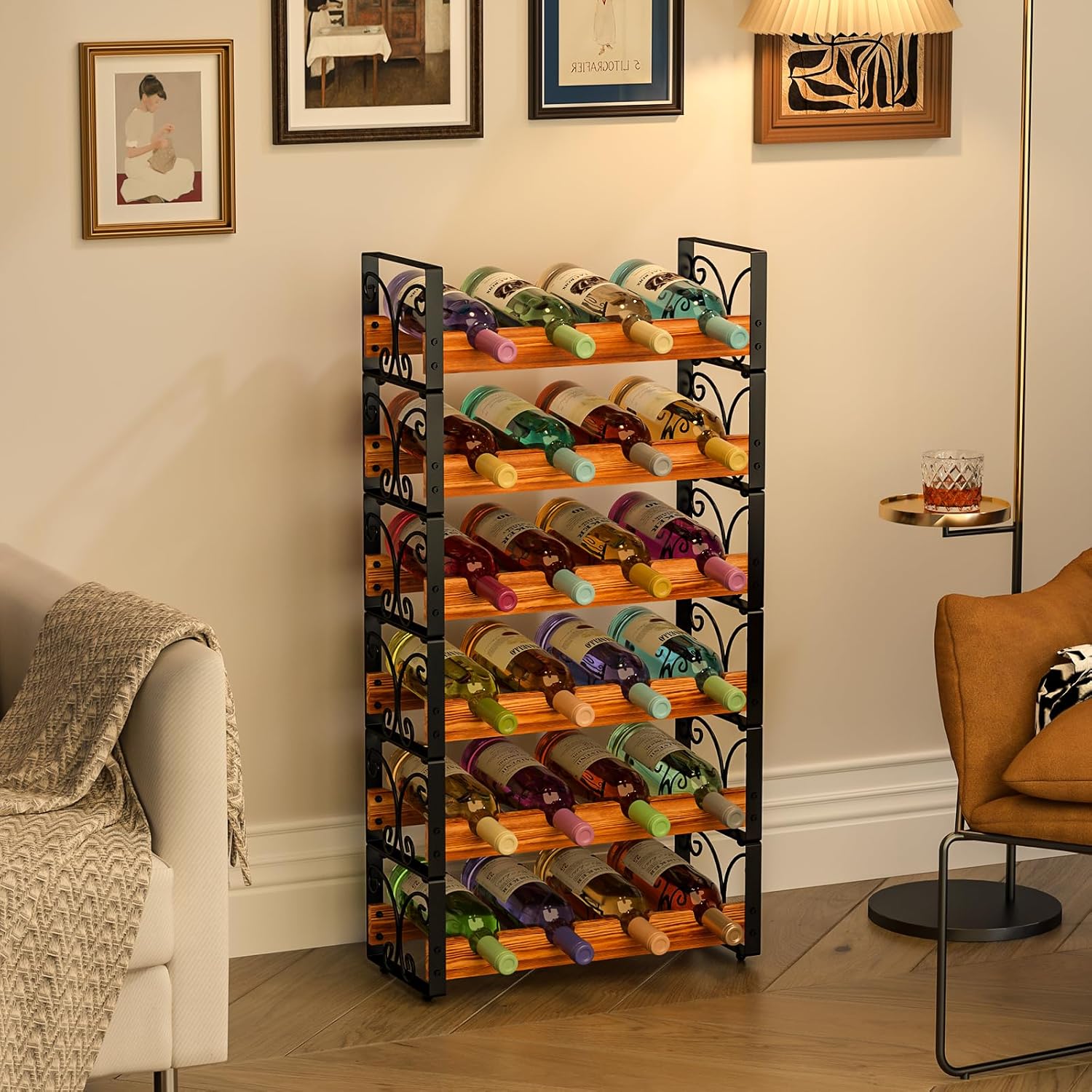 X-cosrack 6-Tier Freestanding Wine Rack with 24 Bottle Capacity