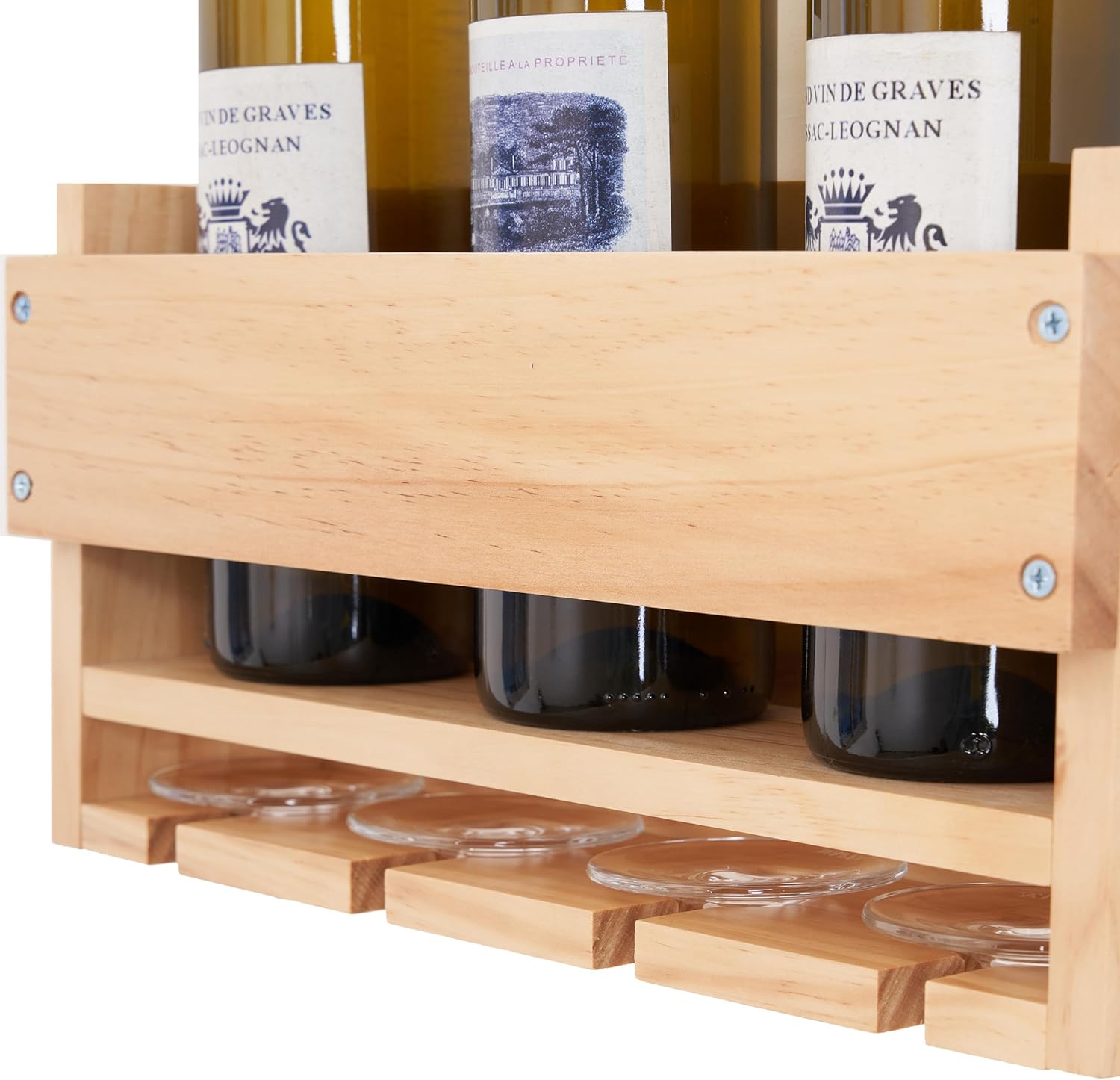 Stylish Wall-Mounted Wine Rack with Cup Holder