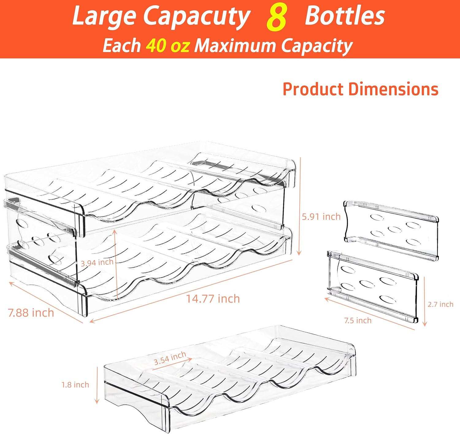 Baosia Stackable Wine Rack for 8 Bottles 2 Tiers