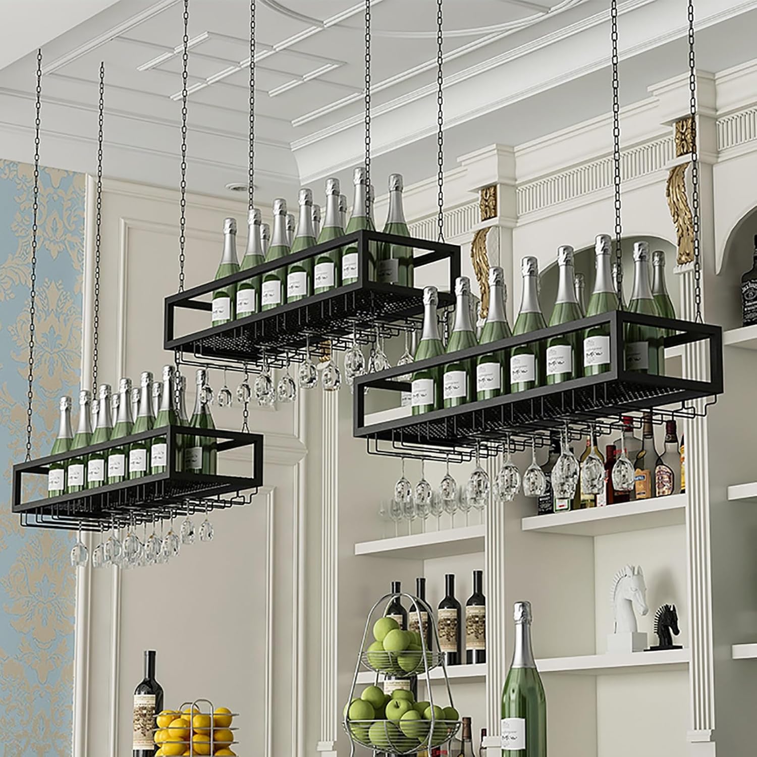 Adjustable Ceiling Wine Glass Holder with Iron Chain