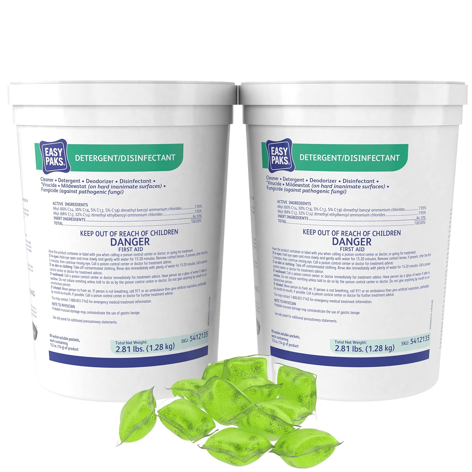 Diversey 5412135 Easy Paks Detergent Disinfectant 90-Packs per Tub