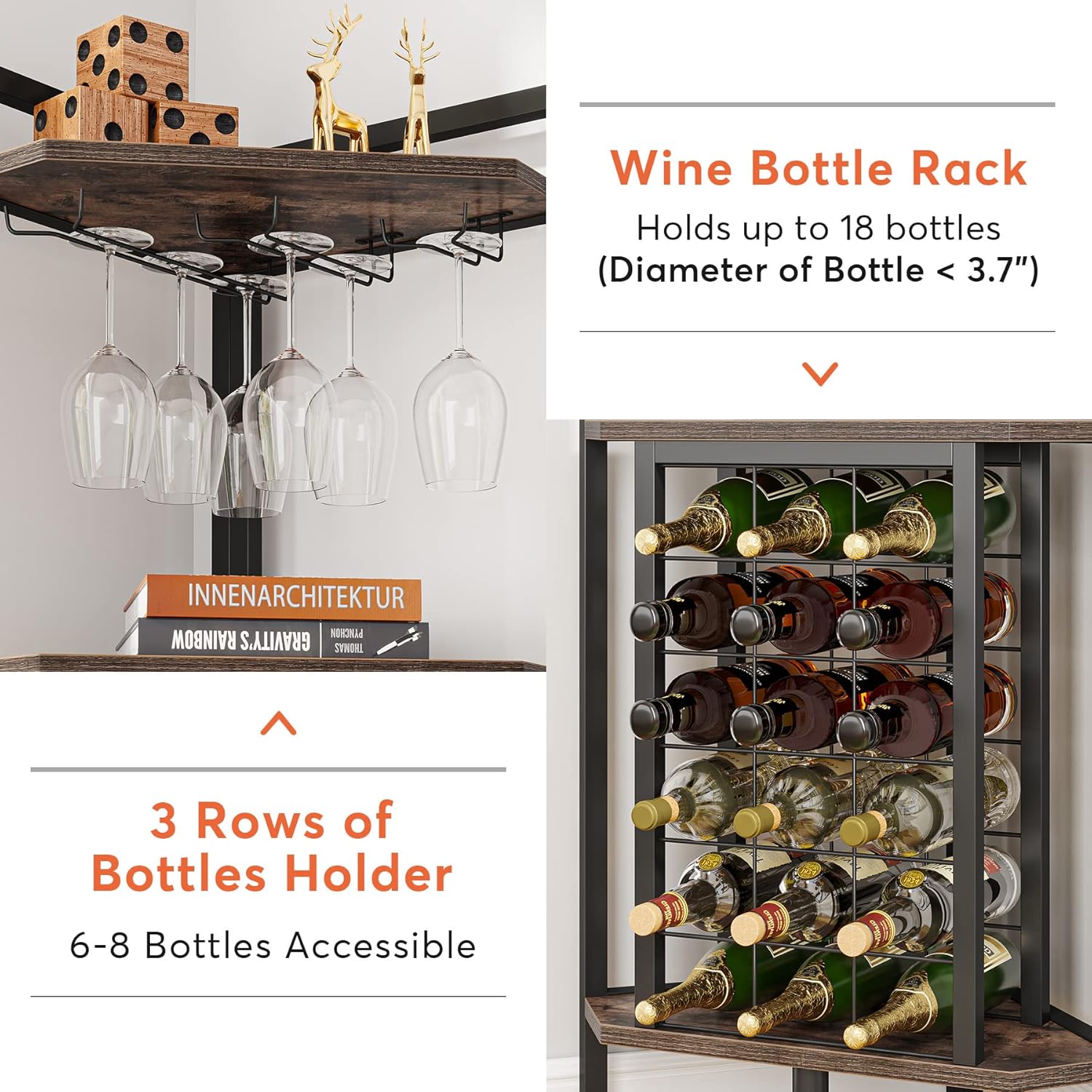 Tribesigns 4 Tier Industrial Corner Wine Rack
