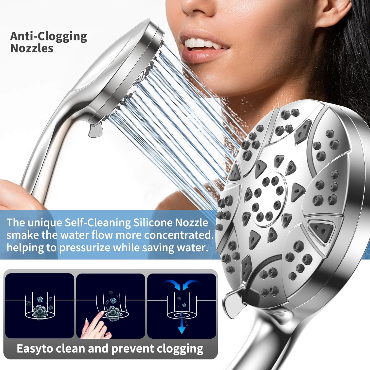 VKZK High Pressure 8 Mode Handheld Shower Head
