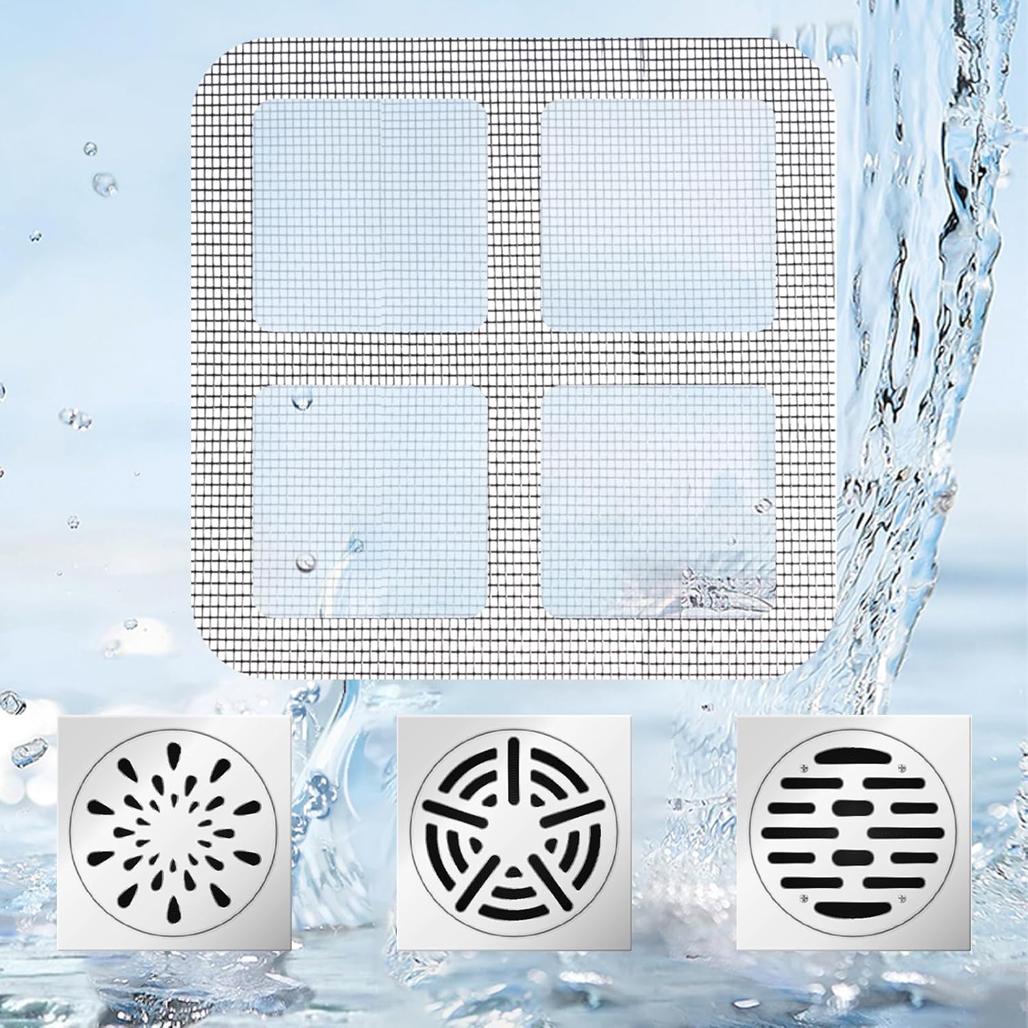 JINSILU 39 Inch Round Drain Hair Catcher Stickers 50PC Gray