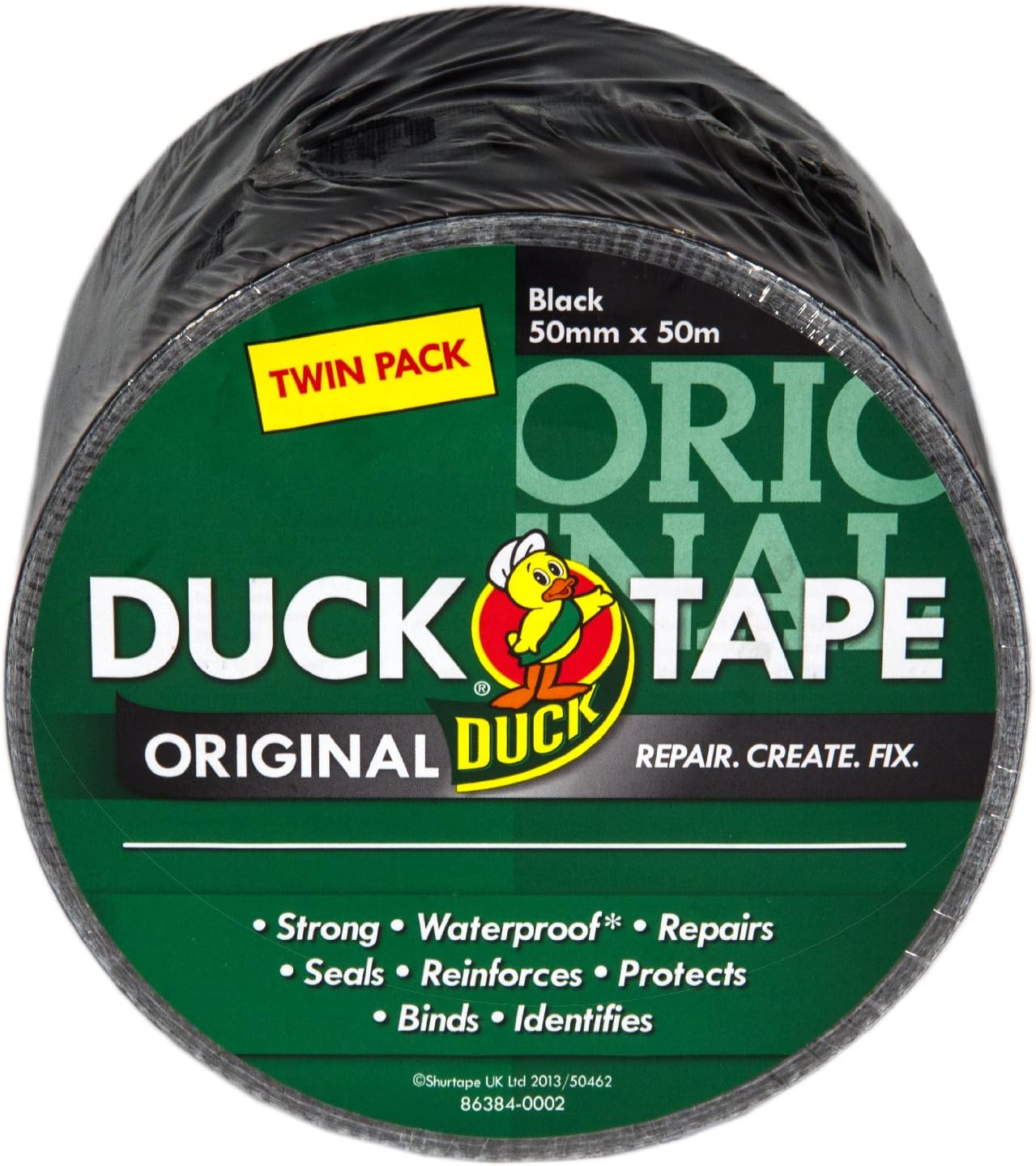 Duck Original Black Duct Tape Twin Pack 50mm x 50m 1