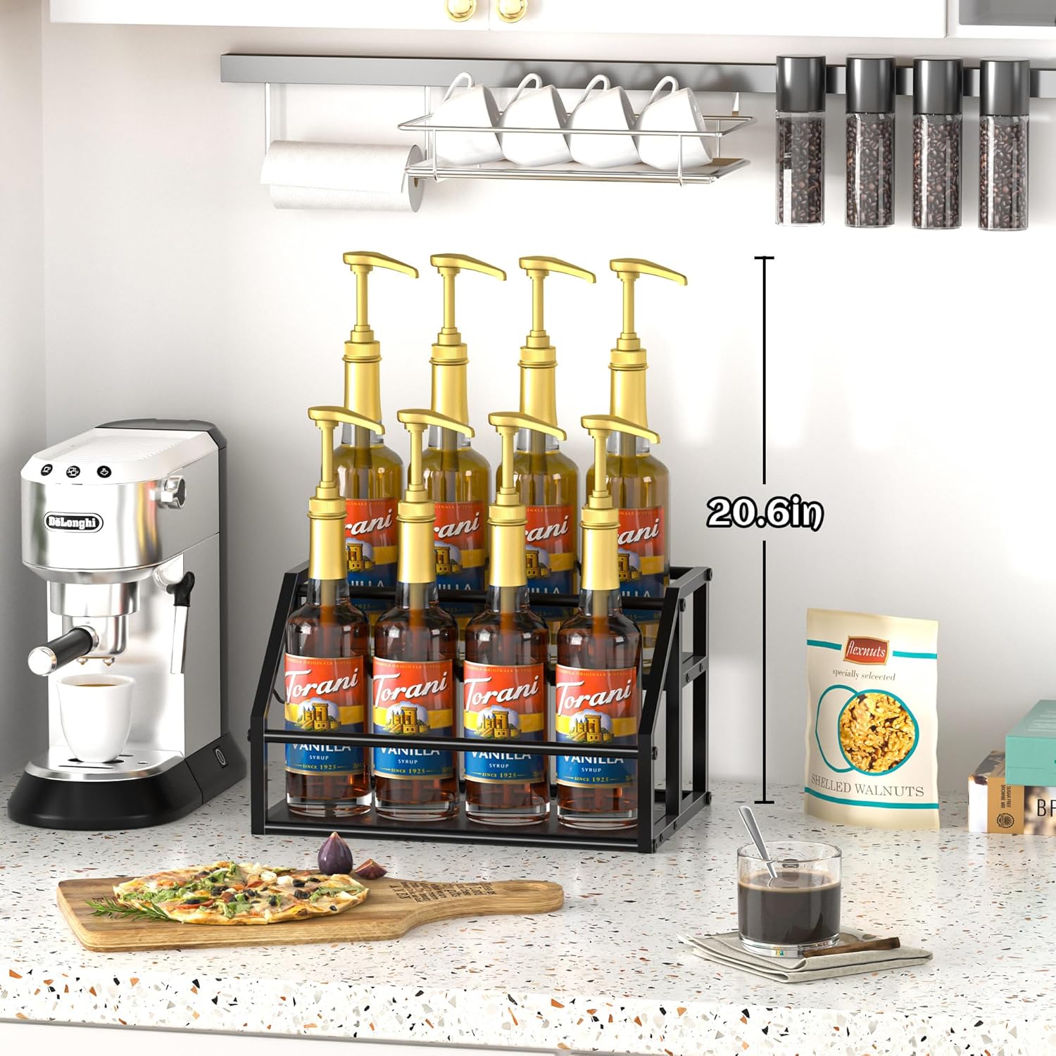 Homedawn Coffee Syrup 2-Tier Rack Organizer Black