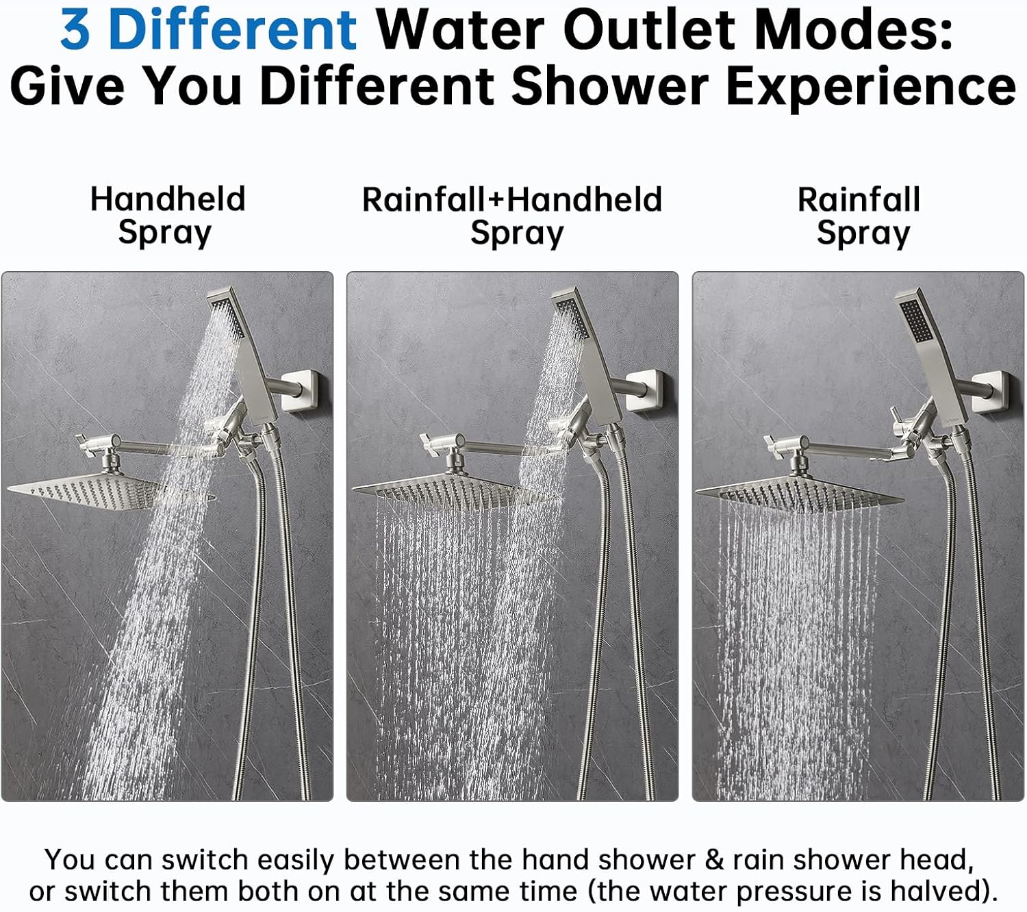 G-Promise All Metal 10 Dual Square Shower Head Combo