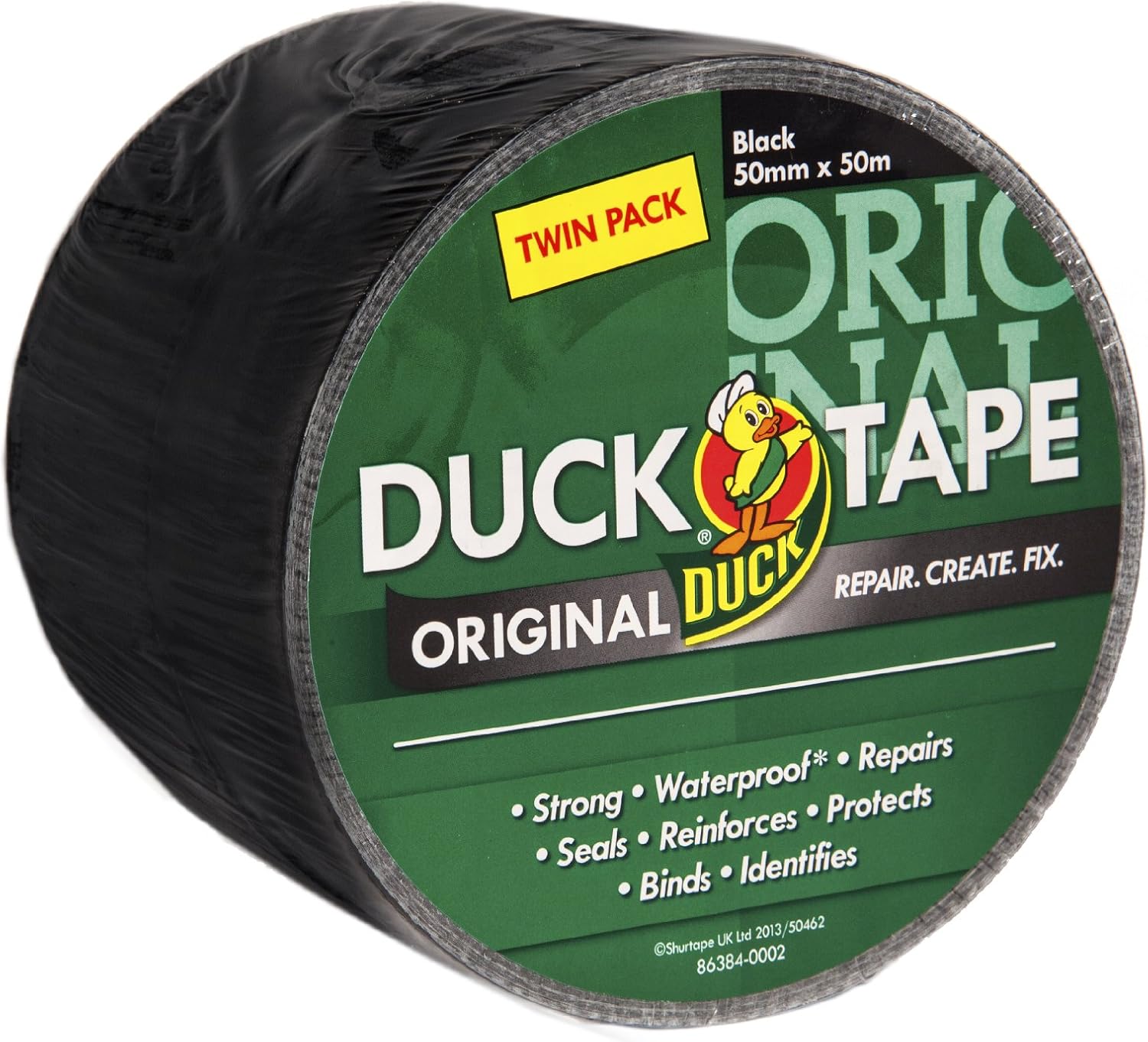 Duck Original Black Duct Tape Twin Pack 50mm x 50m 1