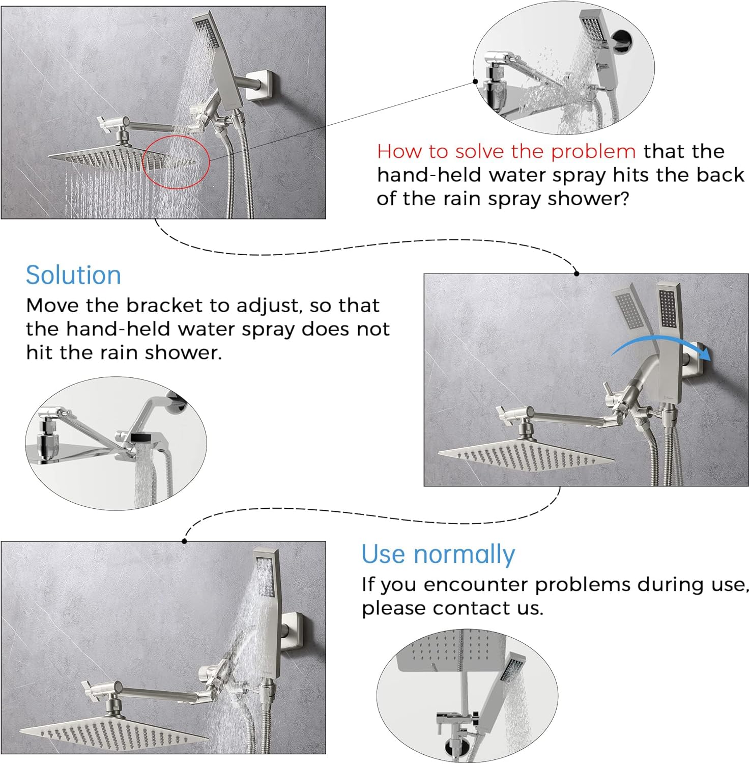 G-Promise All Metal 10 Dual Square Shower Head Combo
