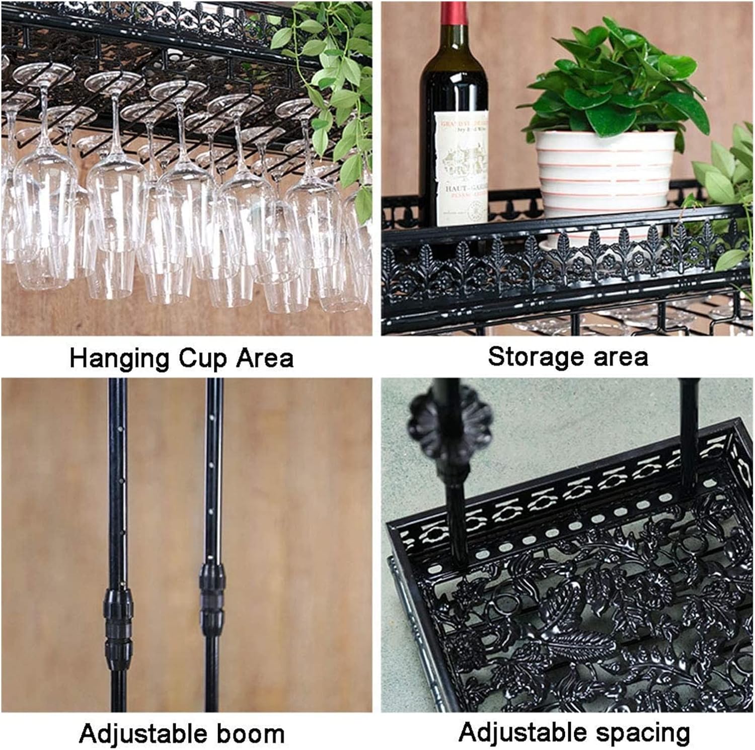 ALDEPO Wall-Mounted Wine Rack 24 Adjustable Metal