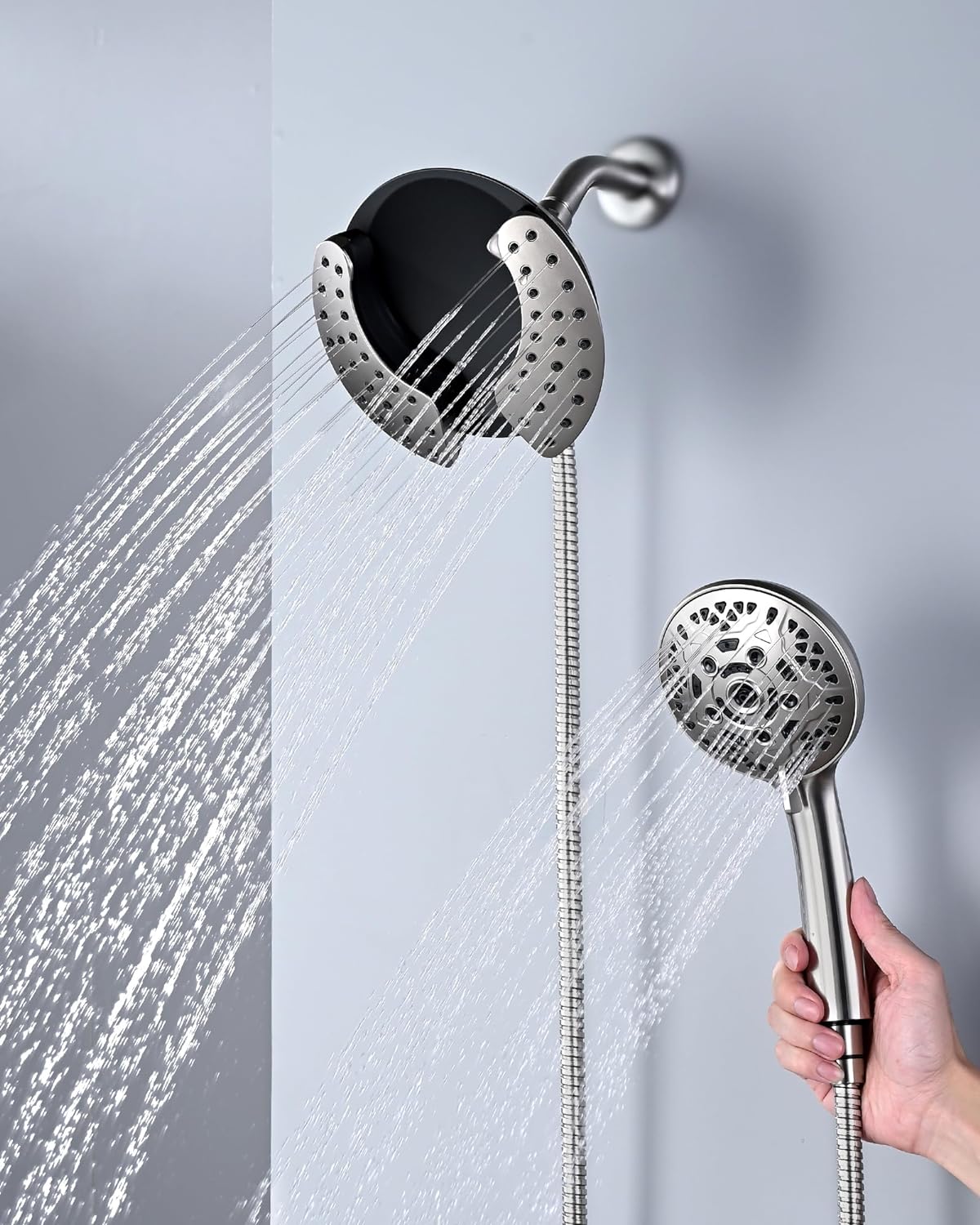INAVAMZ 25GPM Dual Shower Head Combo with 60 Rotatable Hose