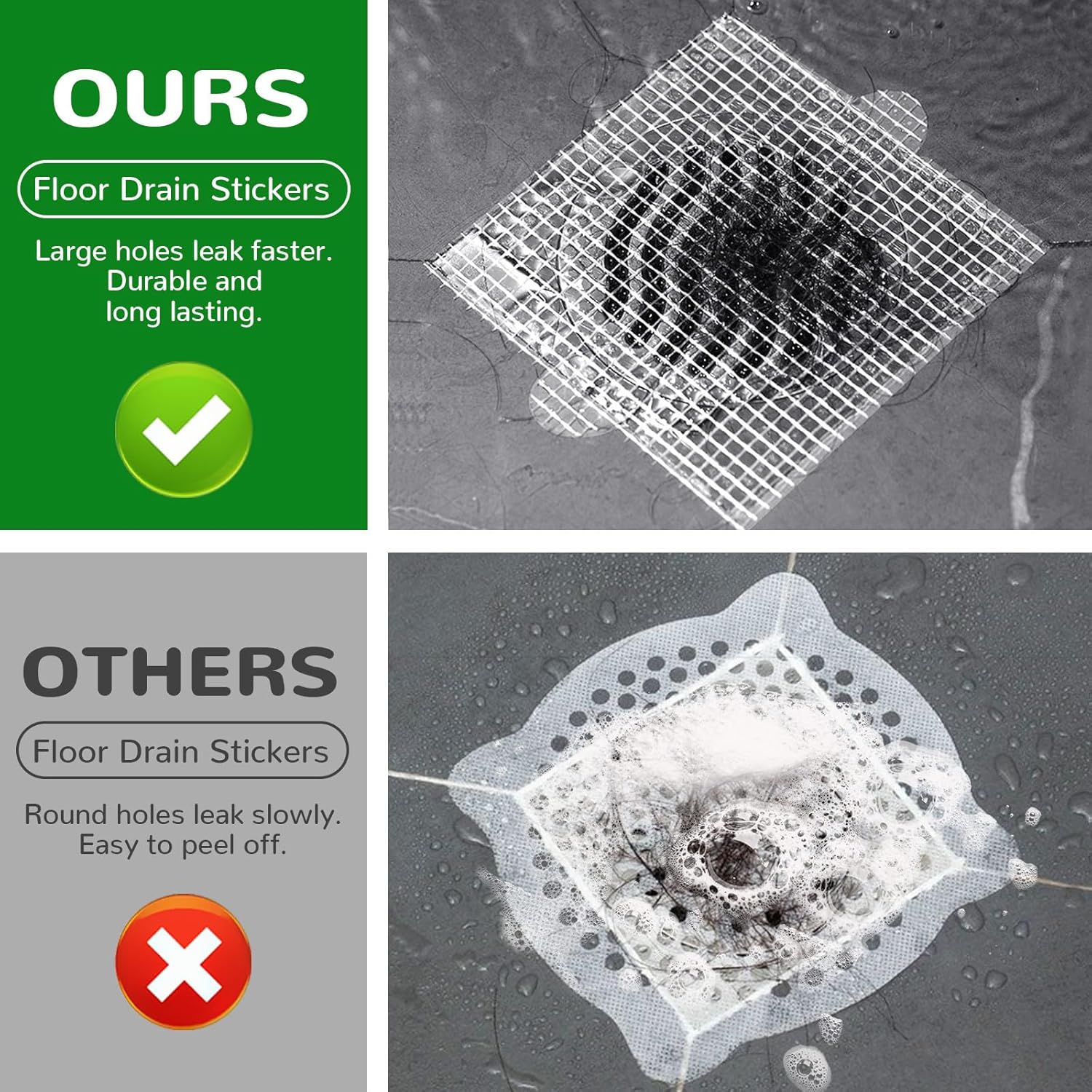 40 Pack Disposable Square Hair Catcher for Drains
