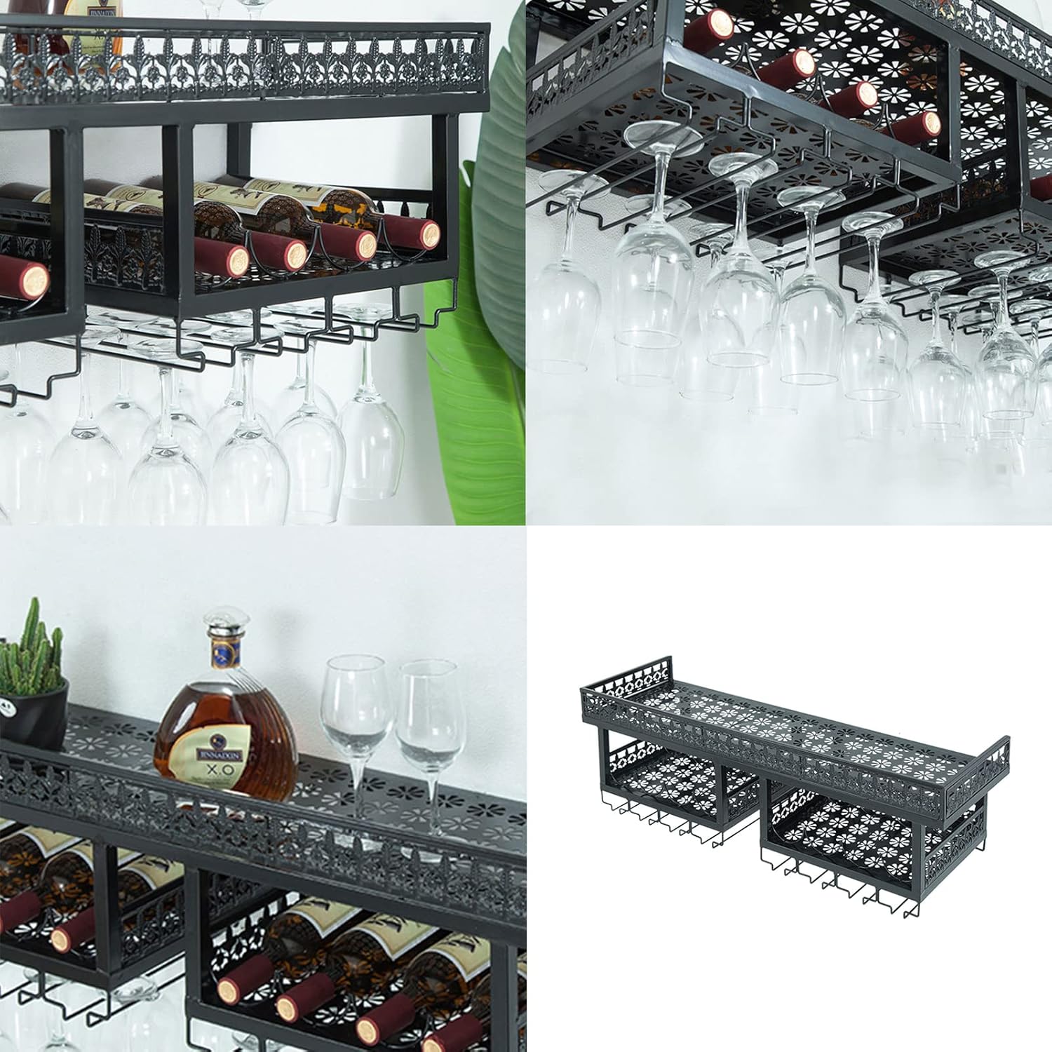 Gdrasuya10 Wall-Mounted Wine Rack with Glass Holder