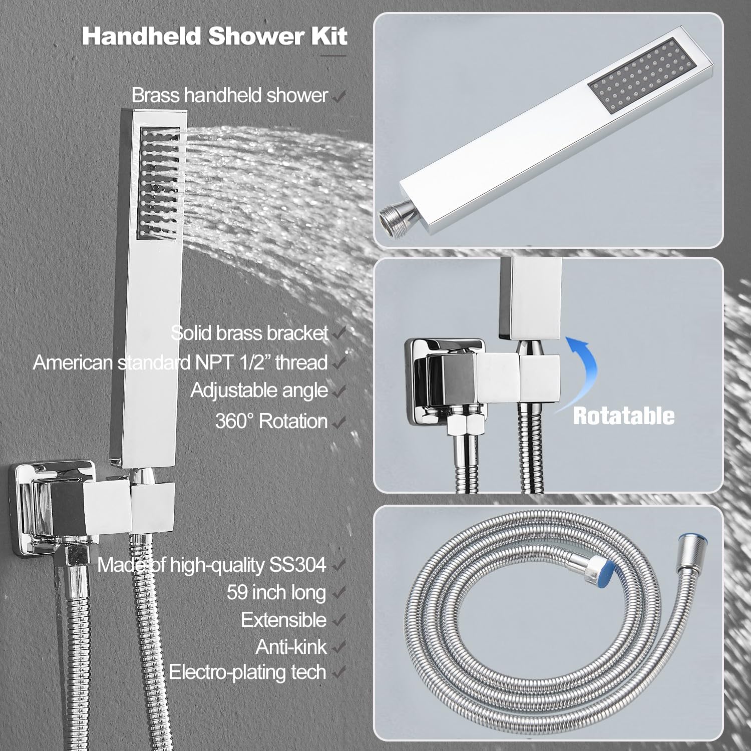 Shower Faucet Set with Body Jets Polished Chrome