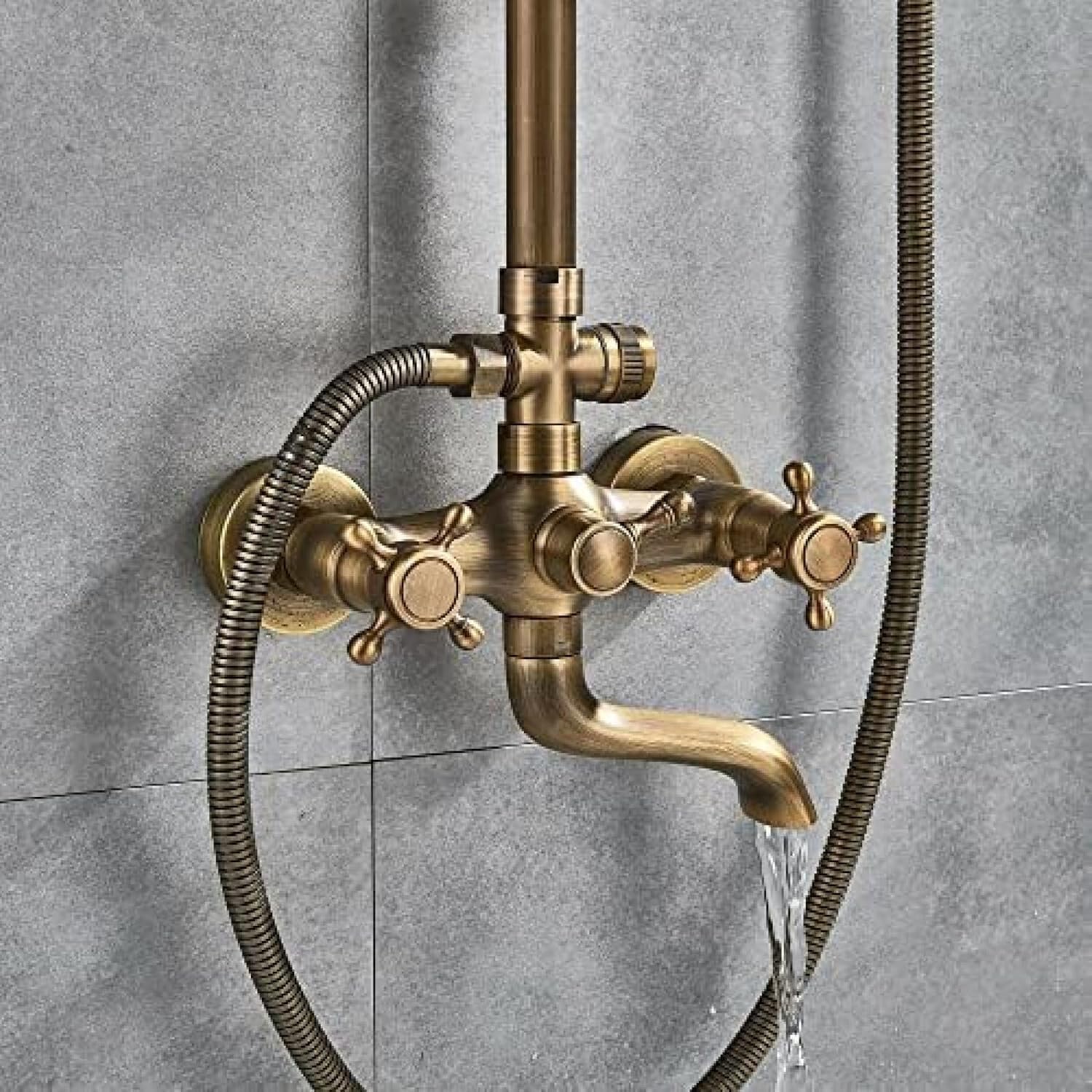 TECKI Rainfall Shower Faucet Set with 8 Inch Handheld Head