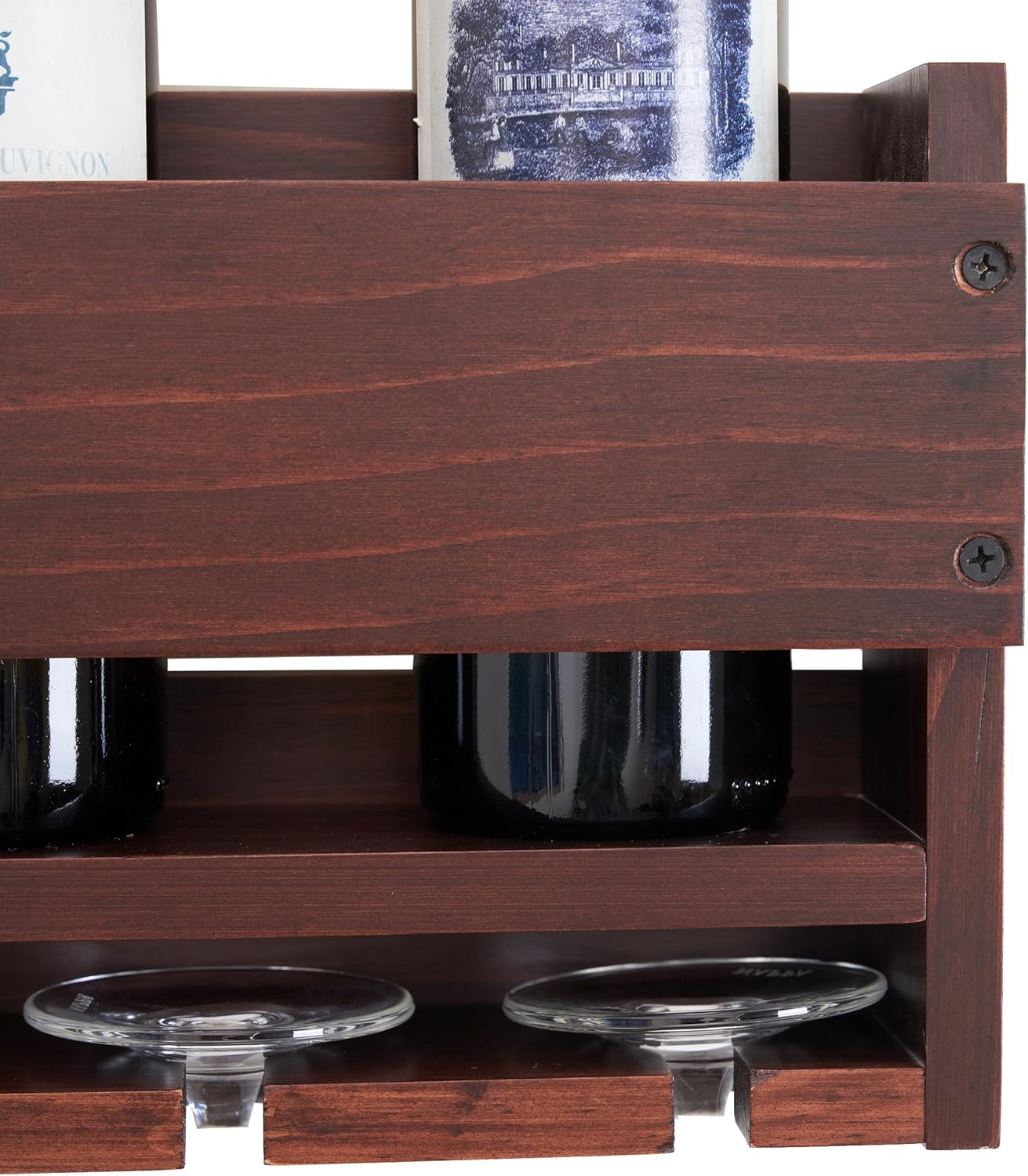 Modern Wall-Mounted Wine Rack with Cup Holder