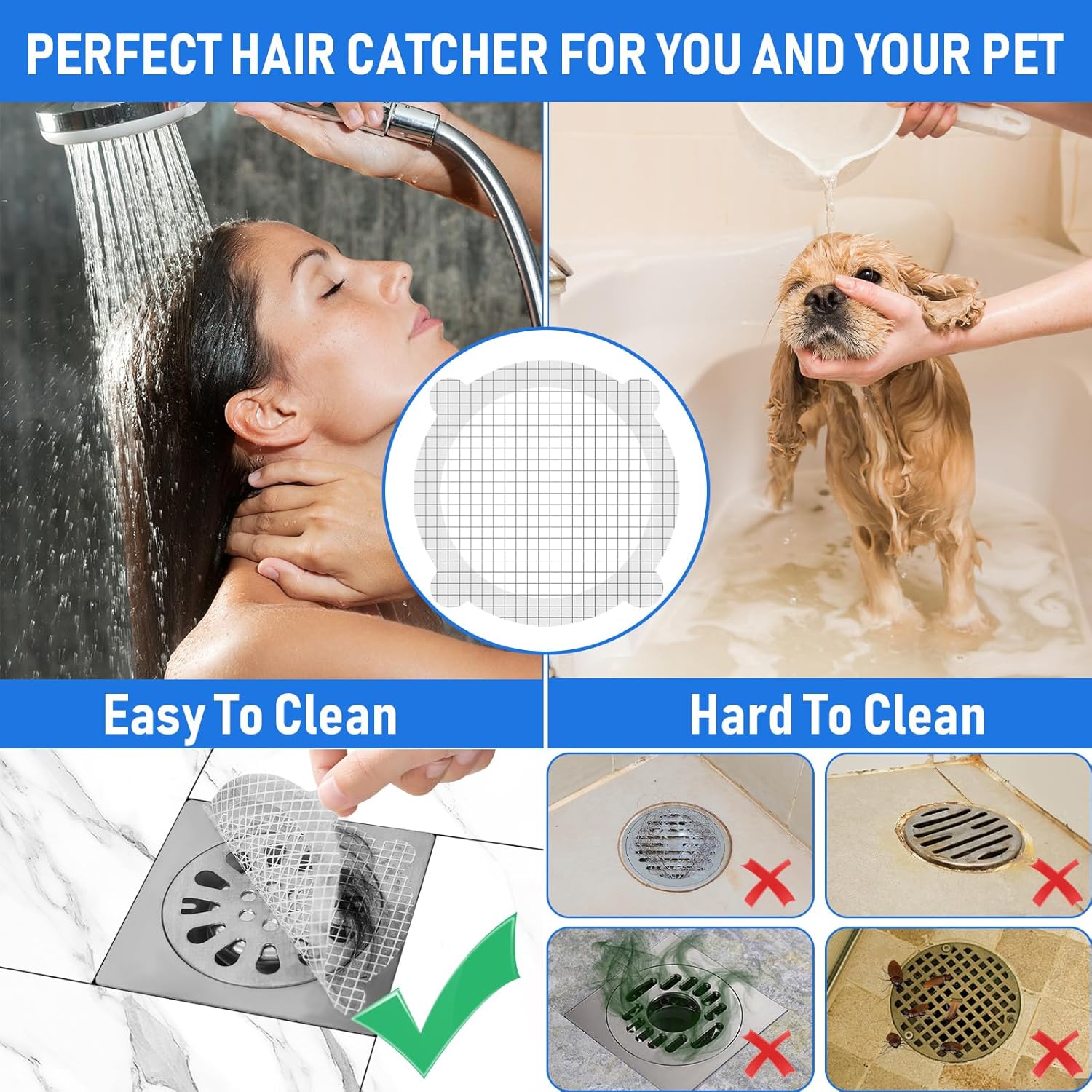 20 Pack Disposable Shower Hair Catcher Stickers