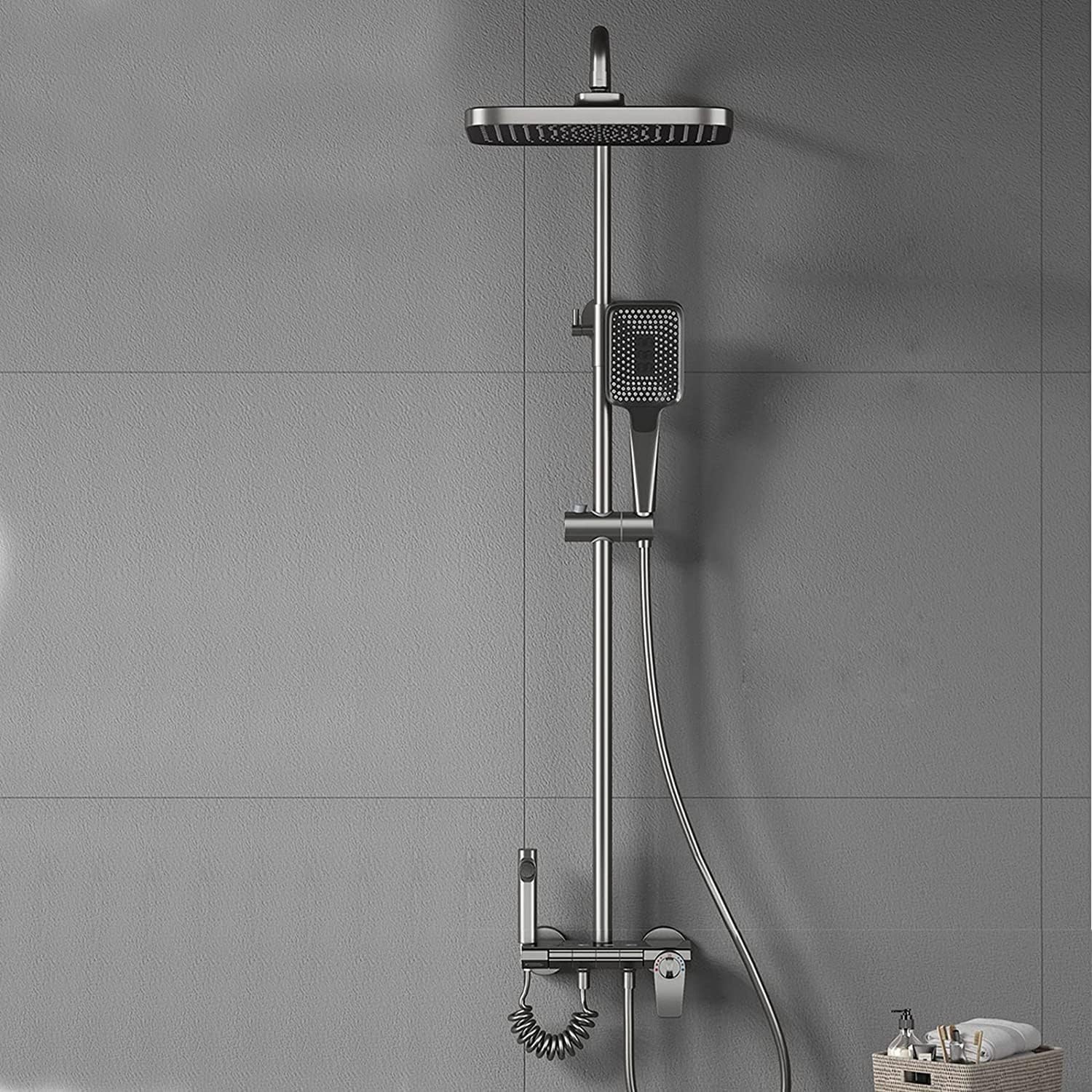 Thermostatic Shower System with 3 Functions Handheld Waterfall Rain and Bidet