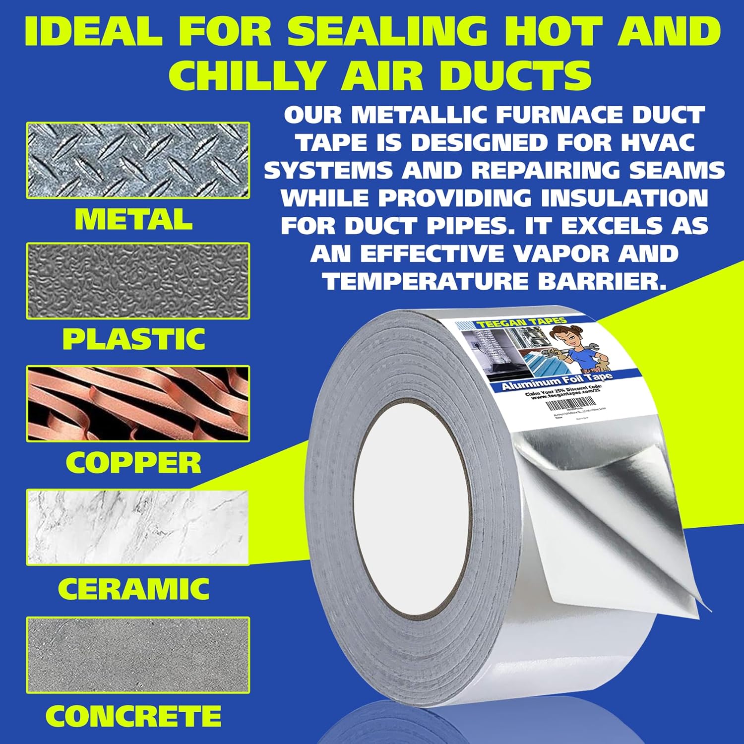 Gaffer Power Heavy-Duty Foil Duct Tape 2x150ft