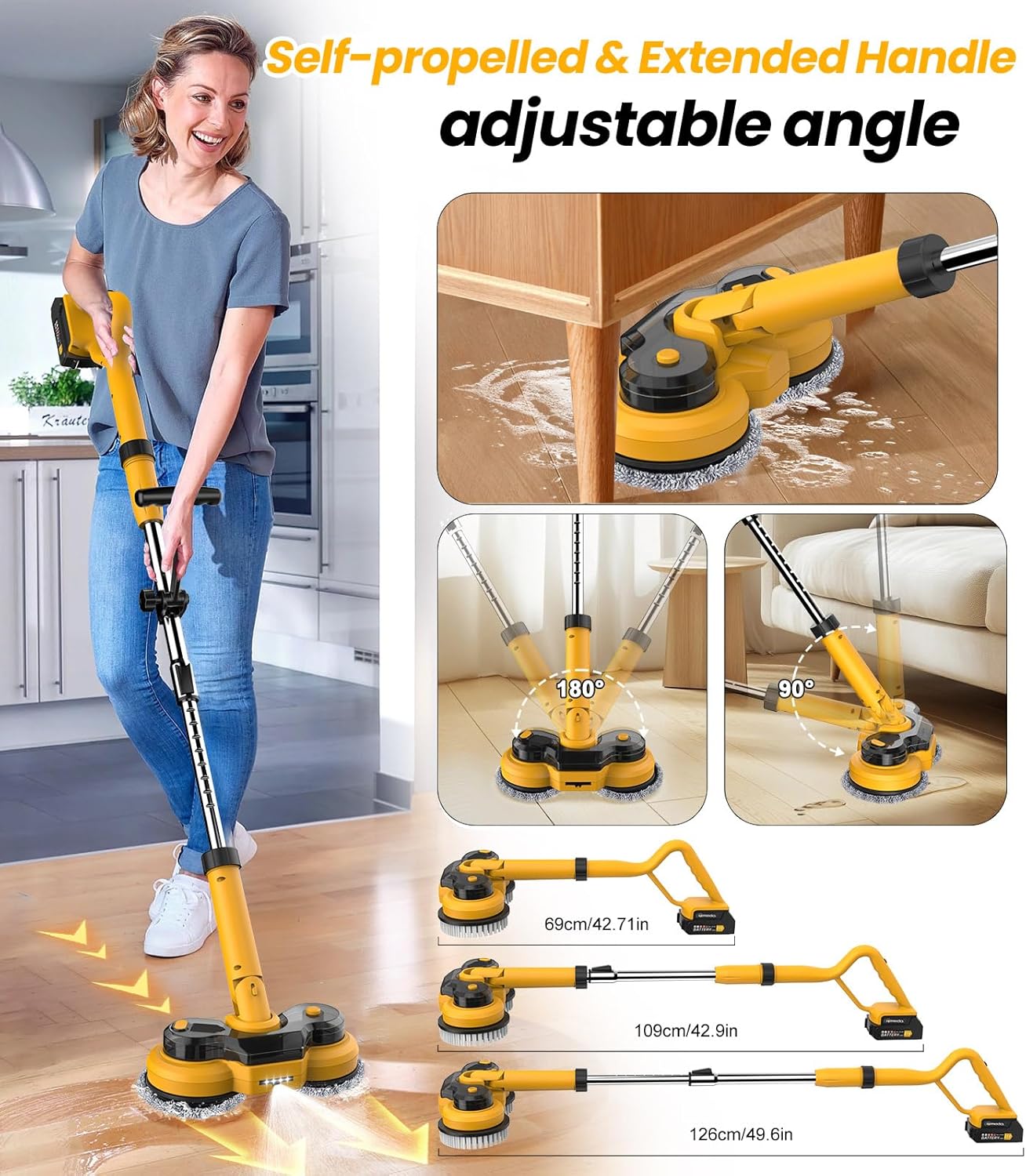 Qimedo 6000mAh Battery Electric Mop M1 with 800RPM
