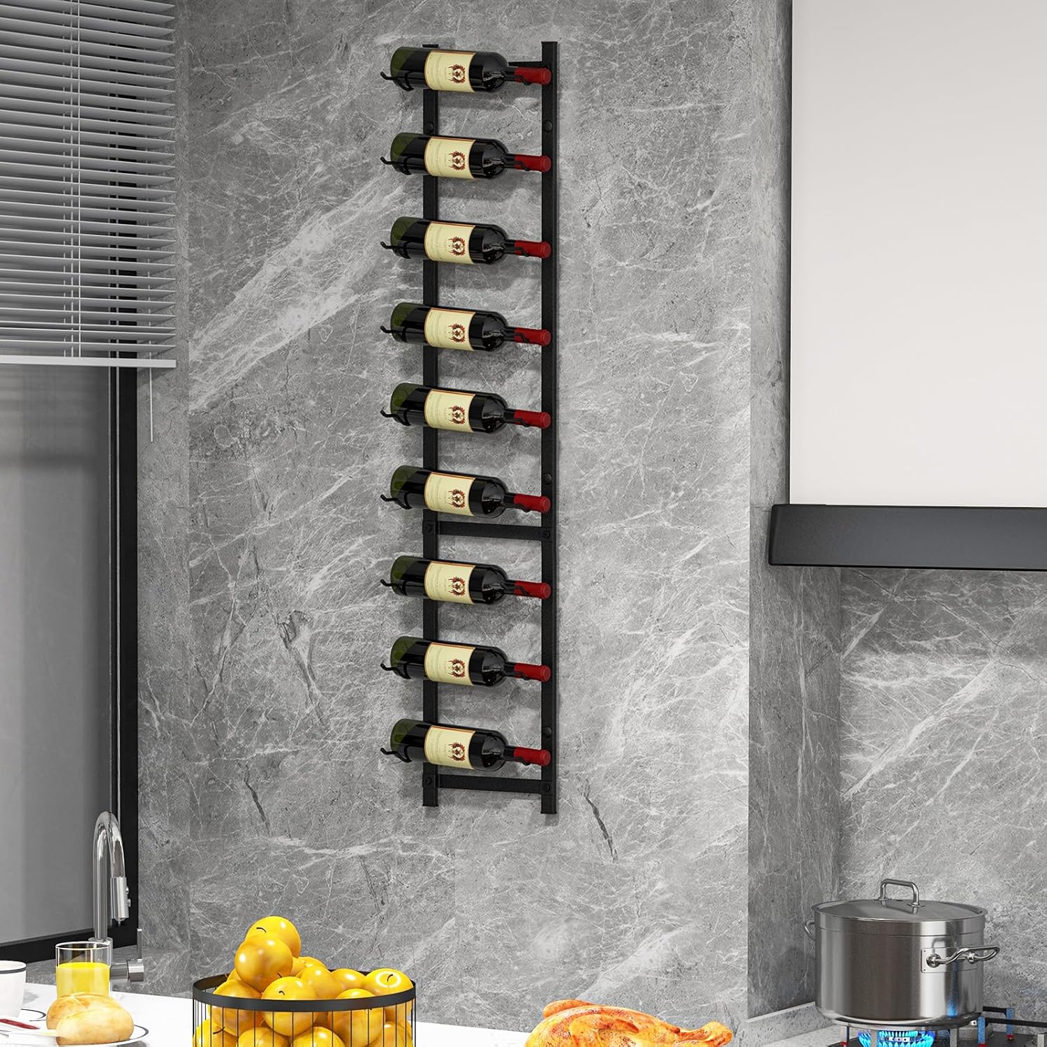 GOFLAME Wall-Mounted Wine Rack for 9 Bottles