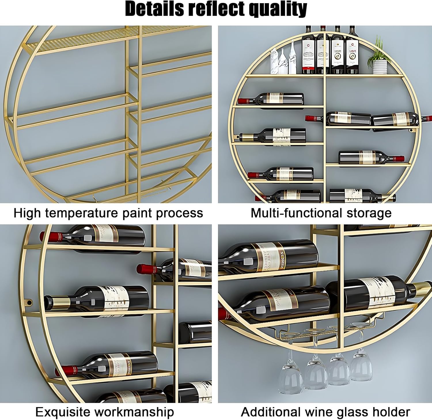 YVYKFZD Wall-Mounted Wine Rack Space-Saving Black Design 60x11x60cm