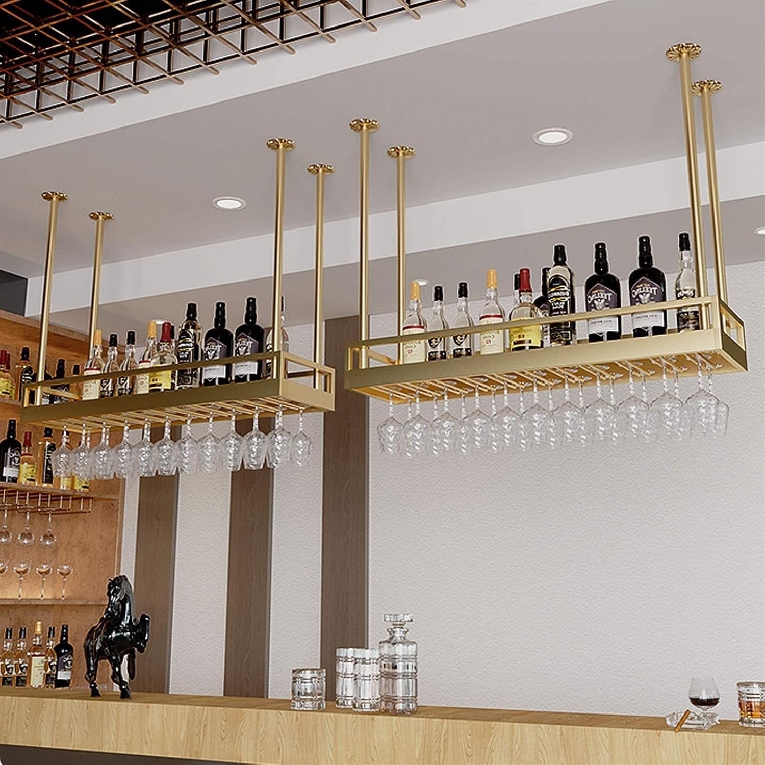 ZJDYDY Ceiling Wine Rack - Durable Metal Wall-Mounted Holder