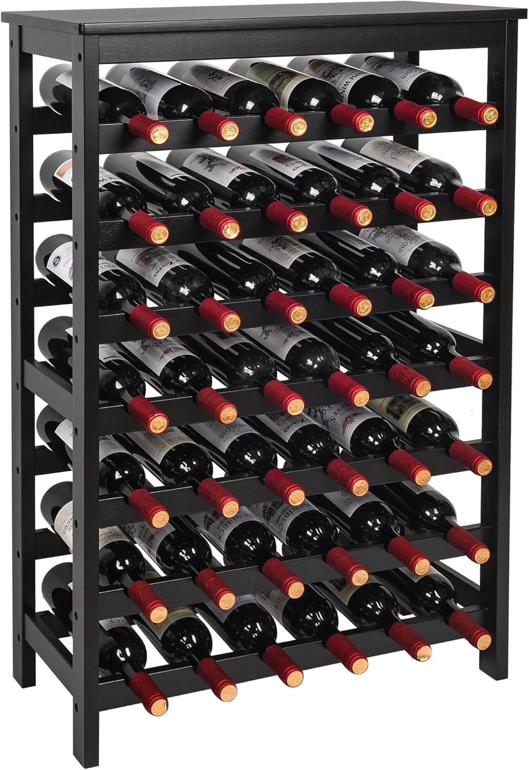 VASMIA 42 Bottles Bamboo Wine Rack 7-Tier Freestanding Floor